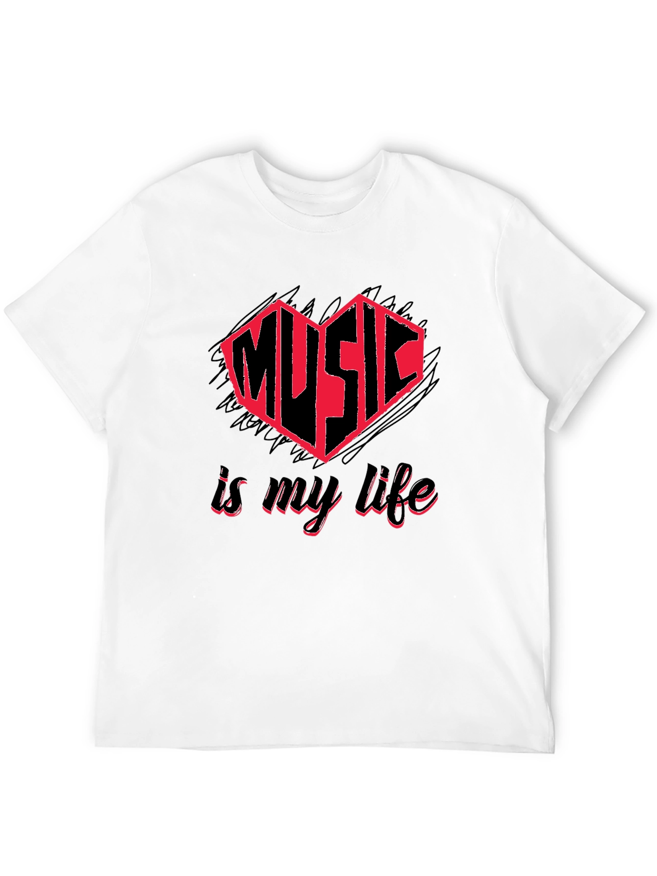 Music is My Life Black Graphic Tee
