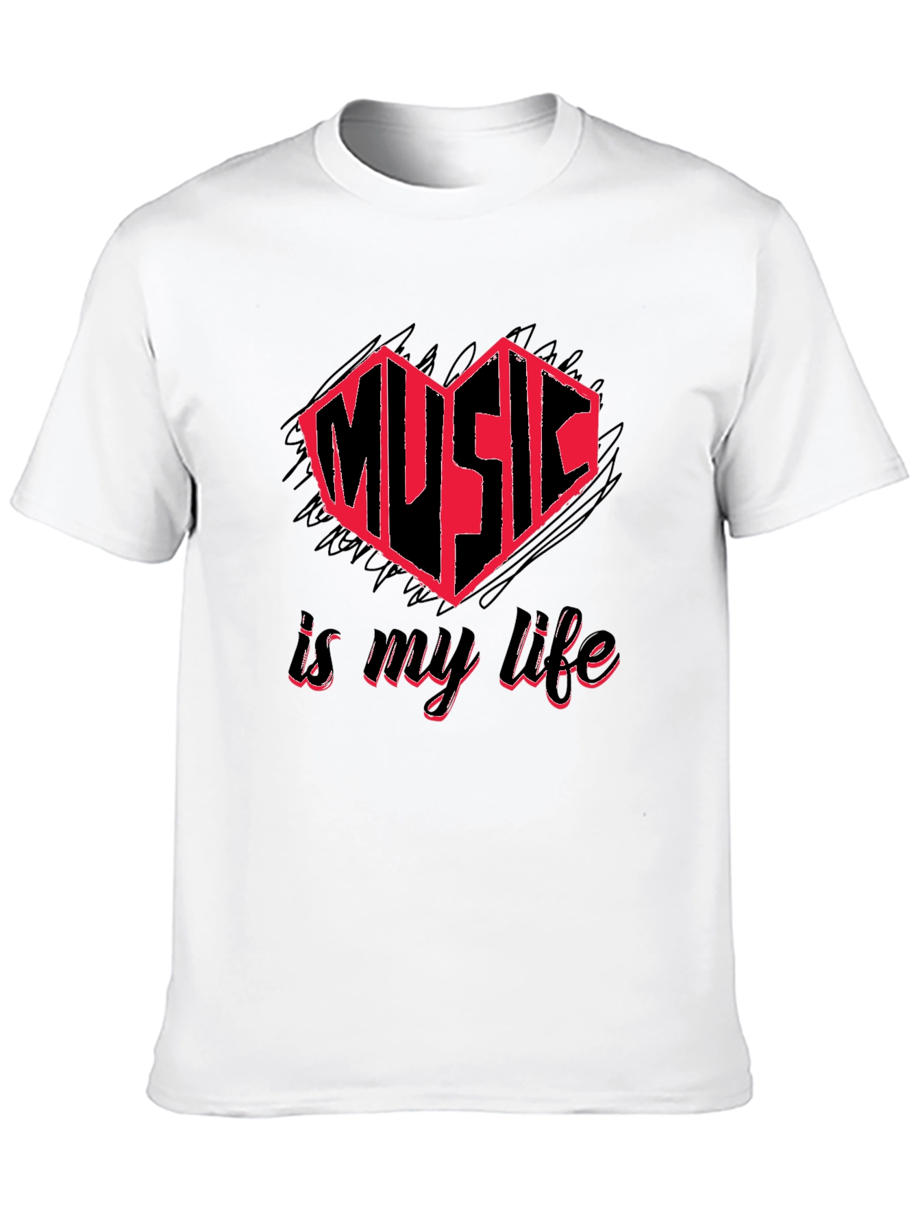 Music is My Life Black Graphic Tee