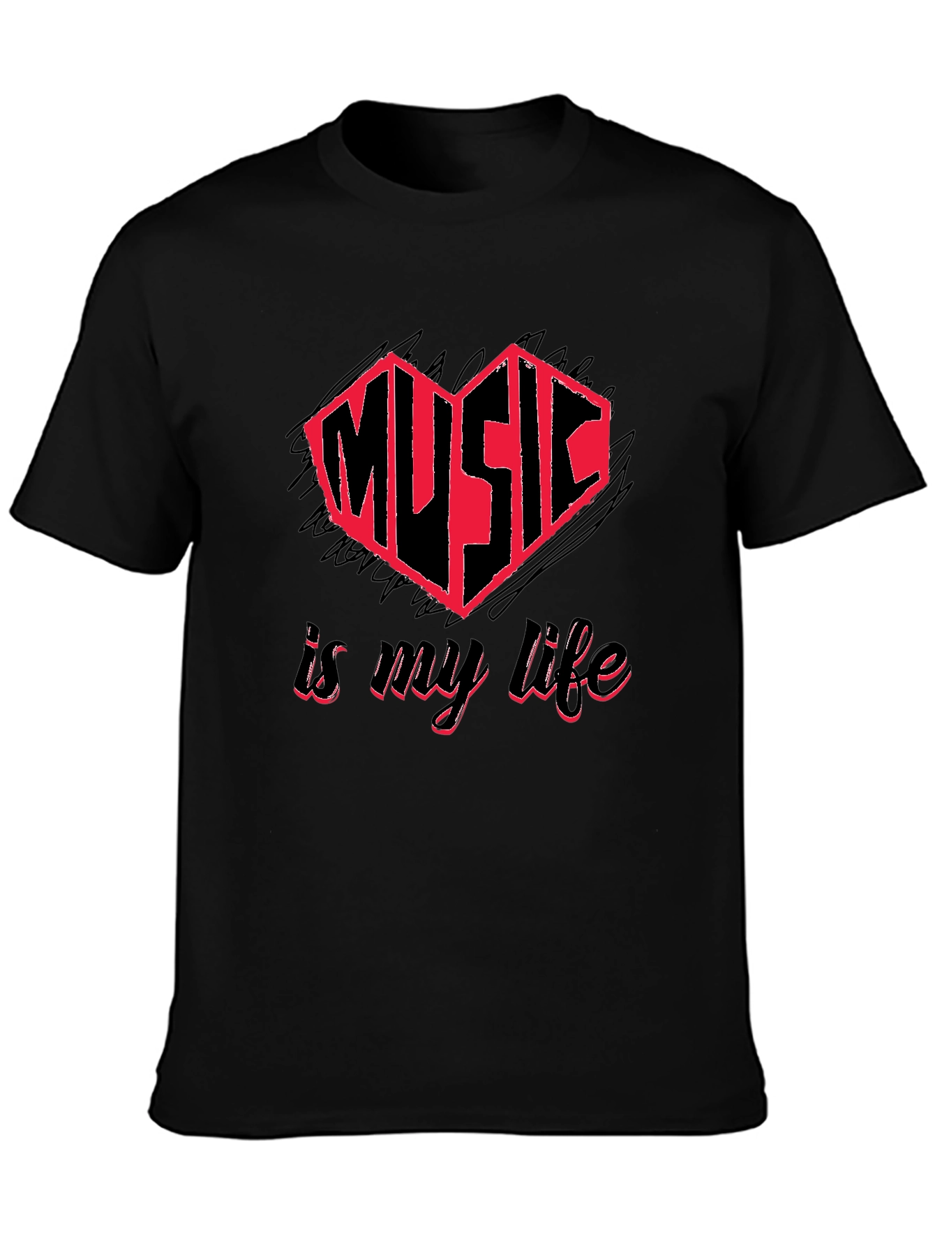 Music is My Life Black Graphic Tee