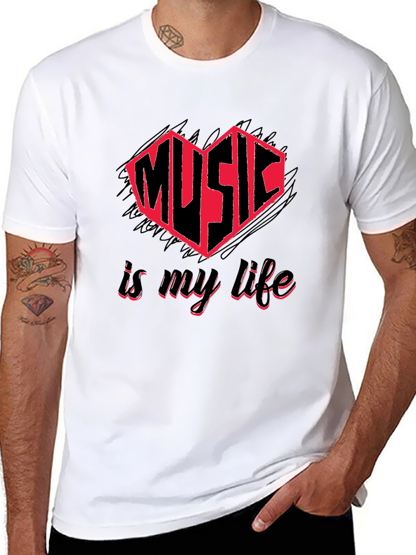 Music is My Life Black Graphic Tee