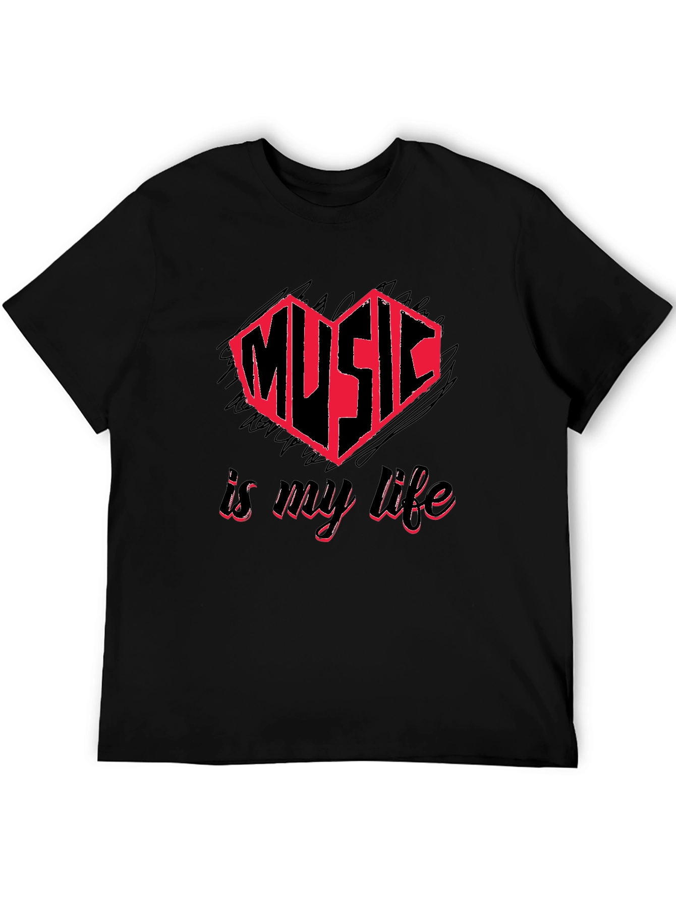 Music is My Life Black Graphic Tee