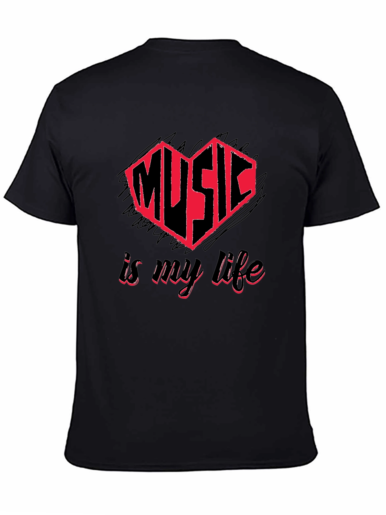 Music is My Life Black Graphic Tee