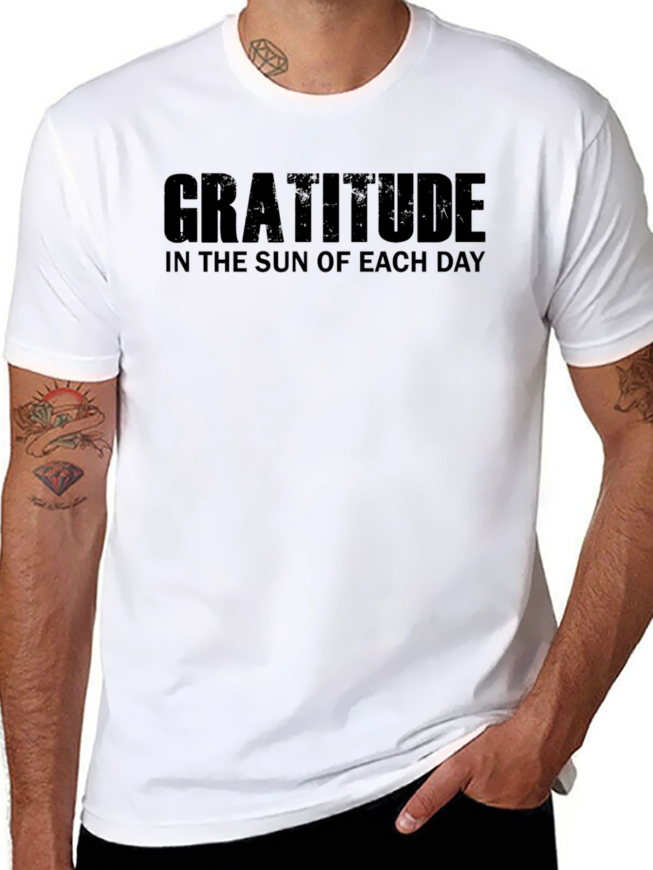 Gratitude T-Shirt - Mens Black Crew Neck Tee