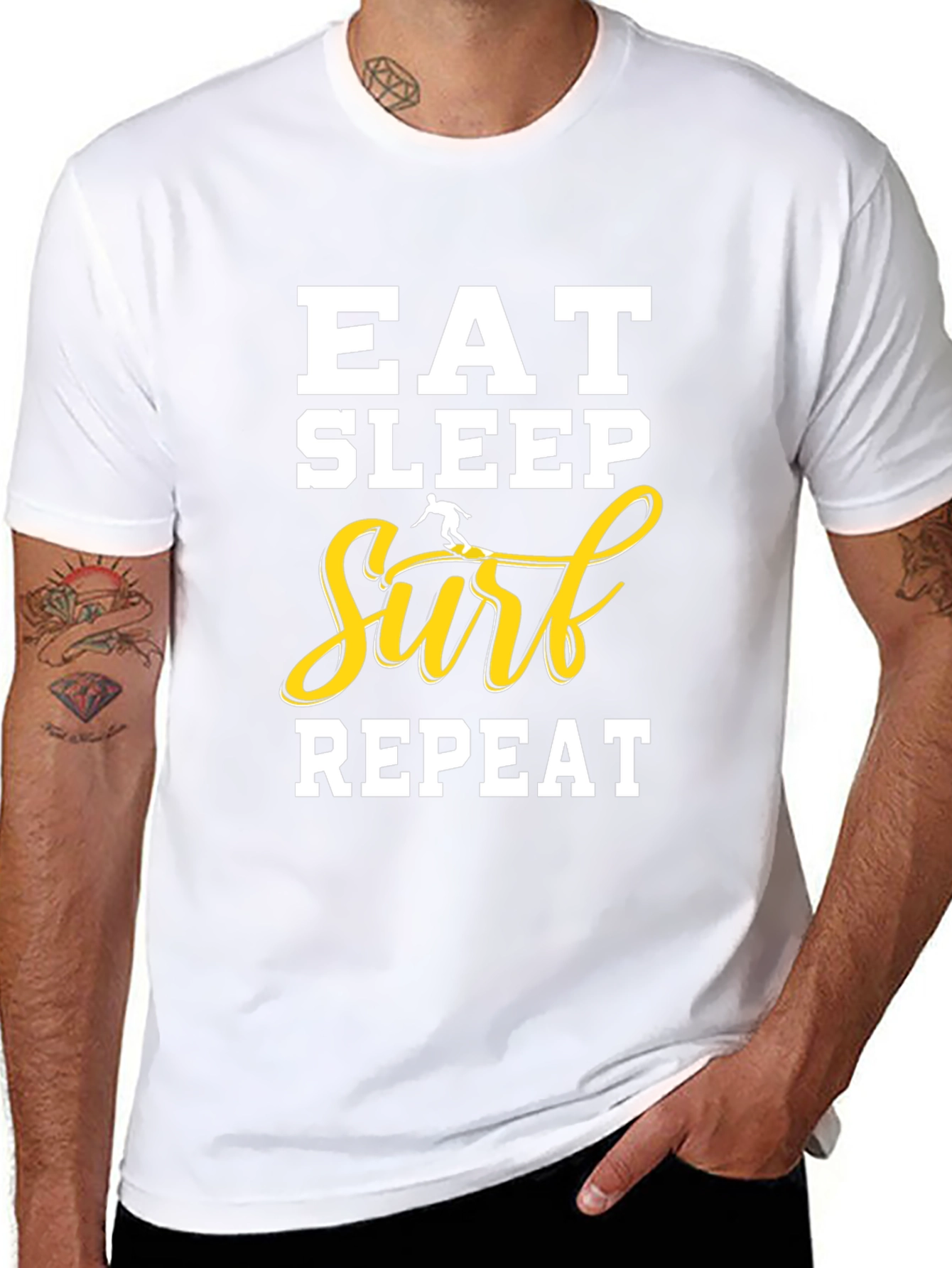 Eat Sleep Surf Repeat Black T-Shirt