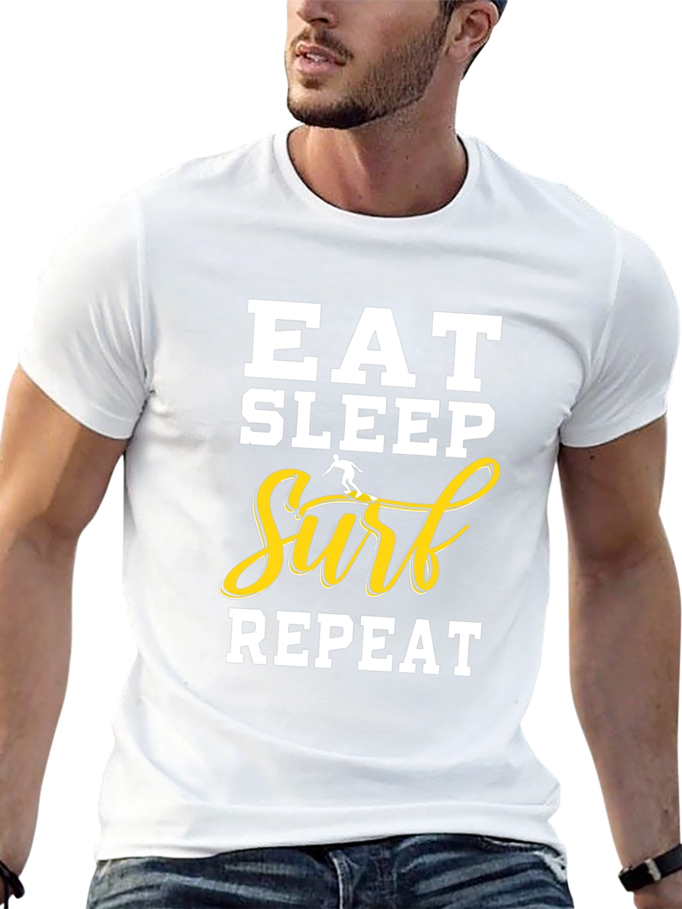 Eat Sleep Surf Repeat Black T-Shirt