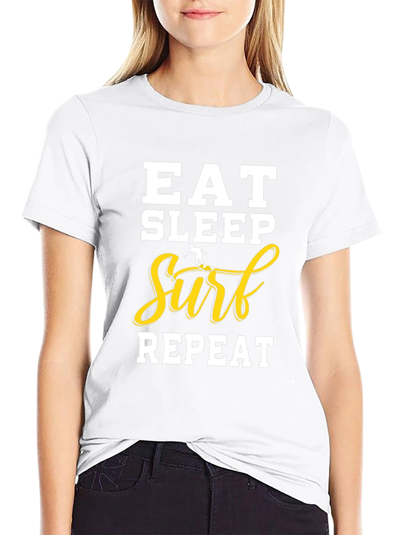 Eat Sleep Surf Repeat Black T-Shirt