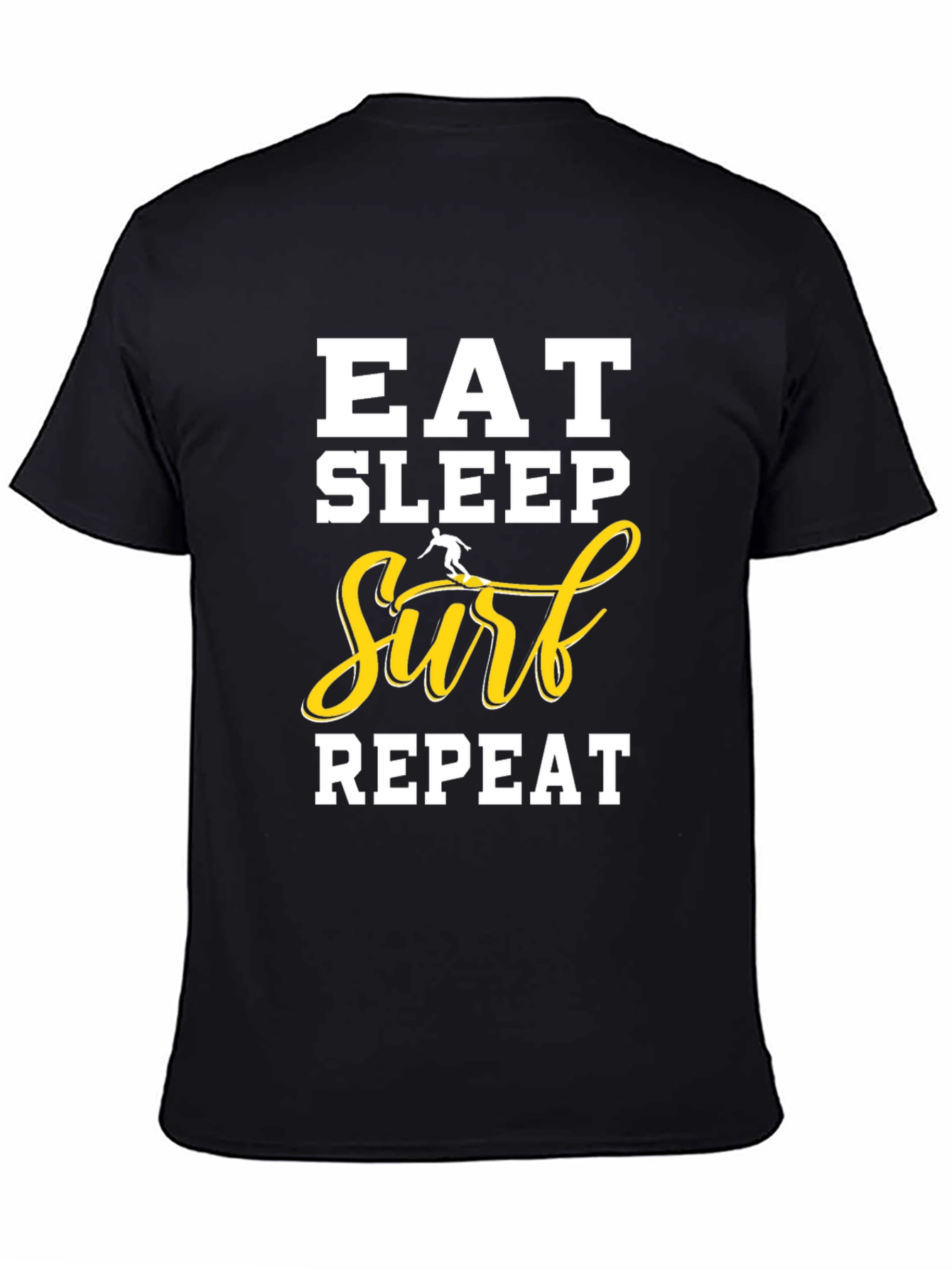 Eat Sleep Surf Repeat Black T-Shirt