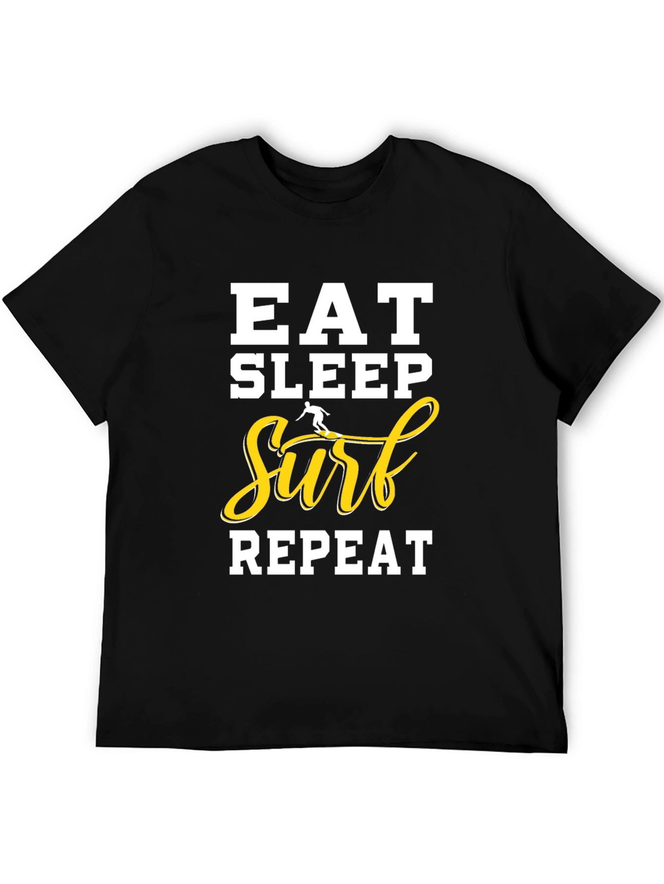 Eat Sleep Surf Repeat Black T-Shirt