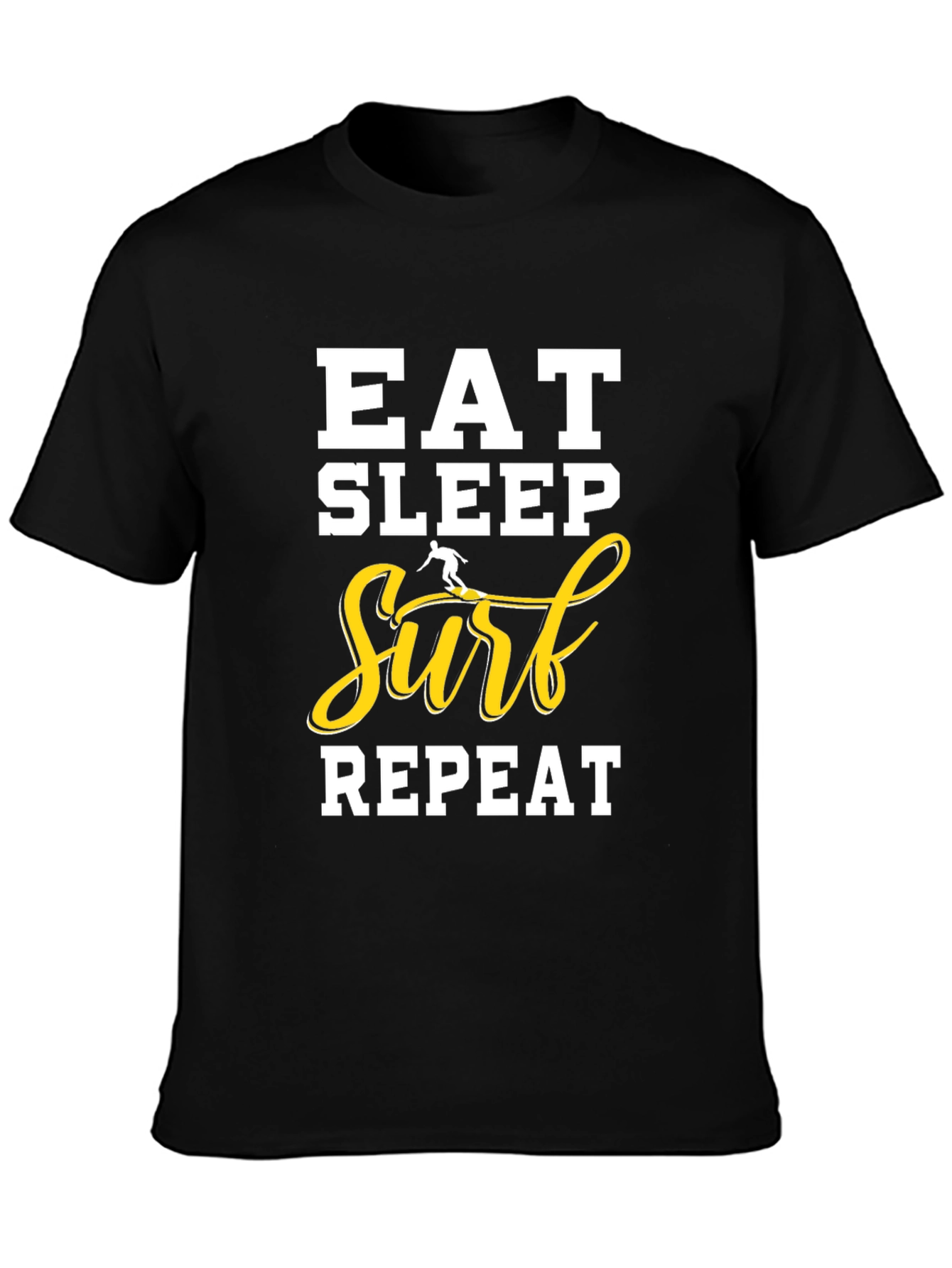 Eat Sleep Surf Repeat Black T-Shirt