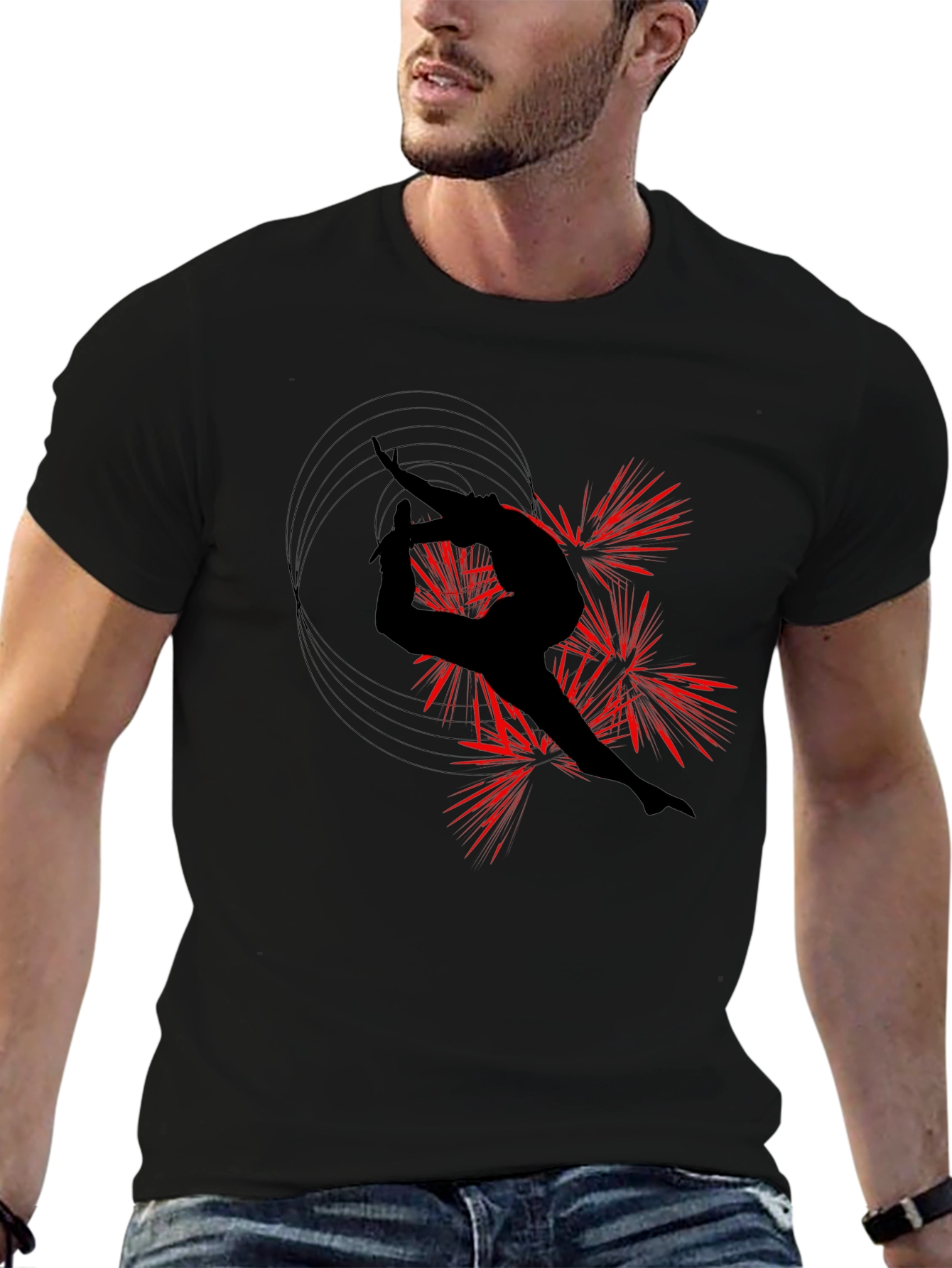 Gymnast Silhouette Black T-Shirt - Artistic Design