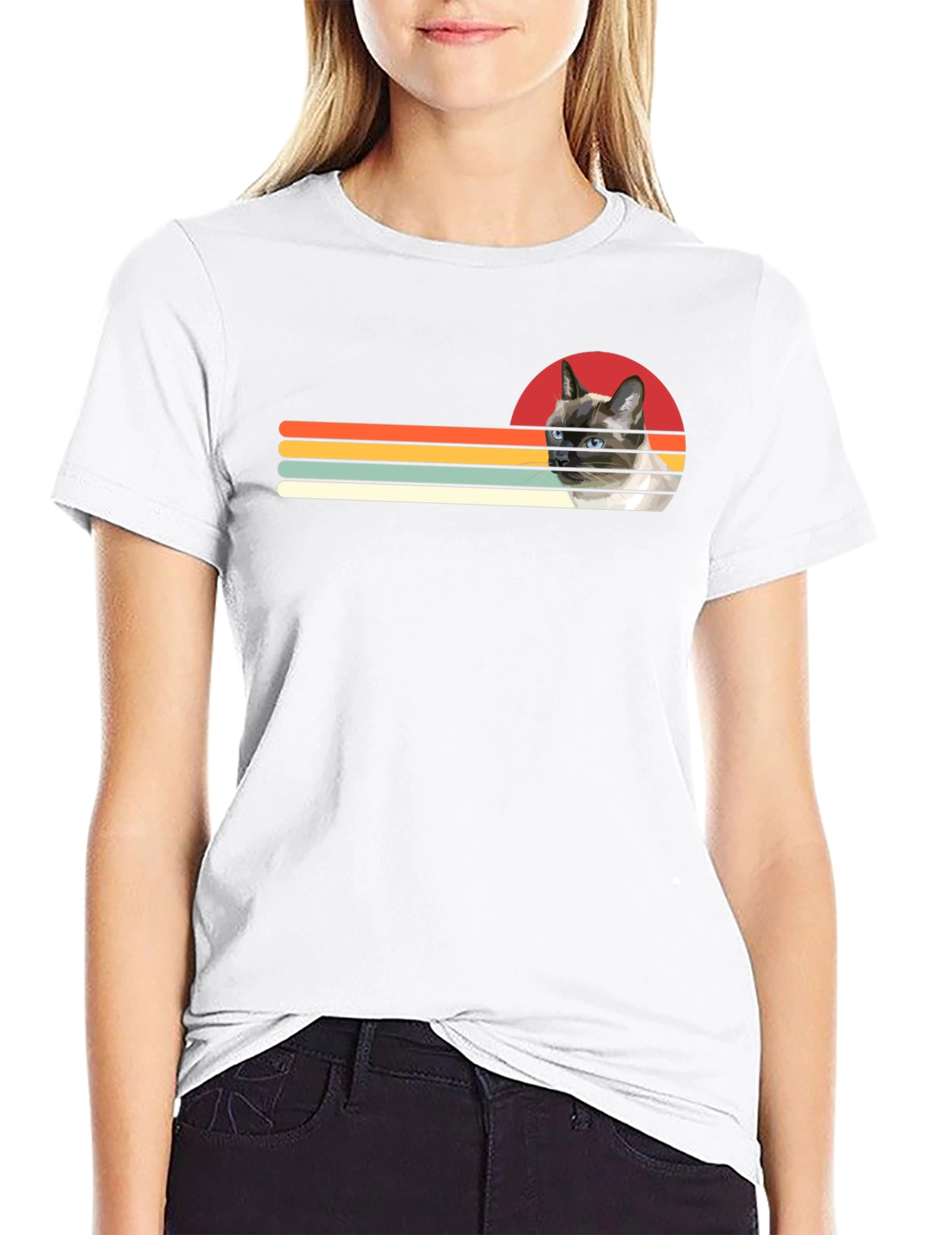Retro Siamese Cat T-Shirt - Cool Graphic Tee