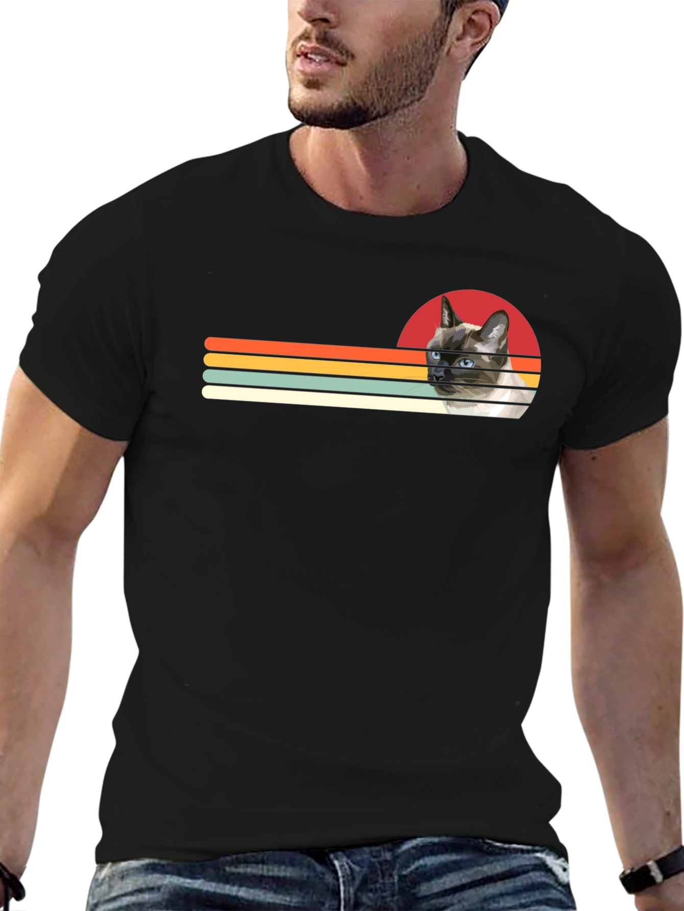 Retro Siamese Cat T-Shirt - Cool Graphic Tee