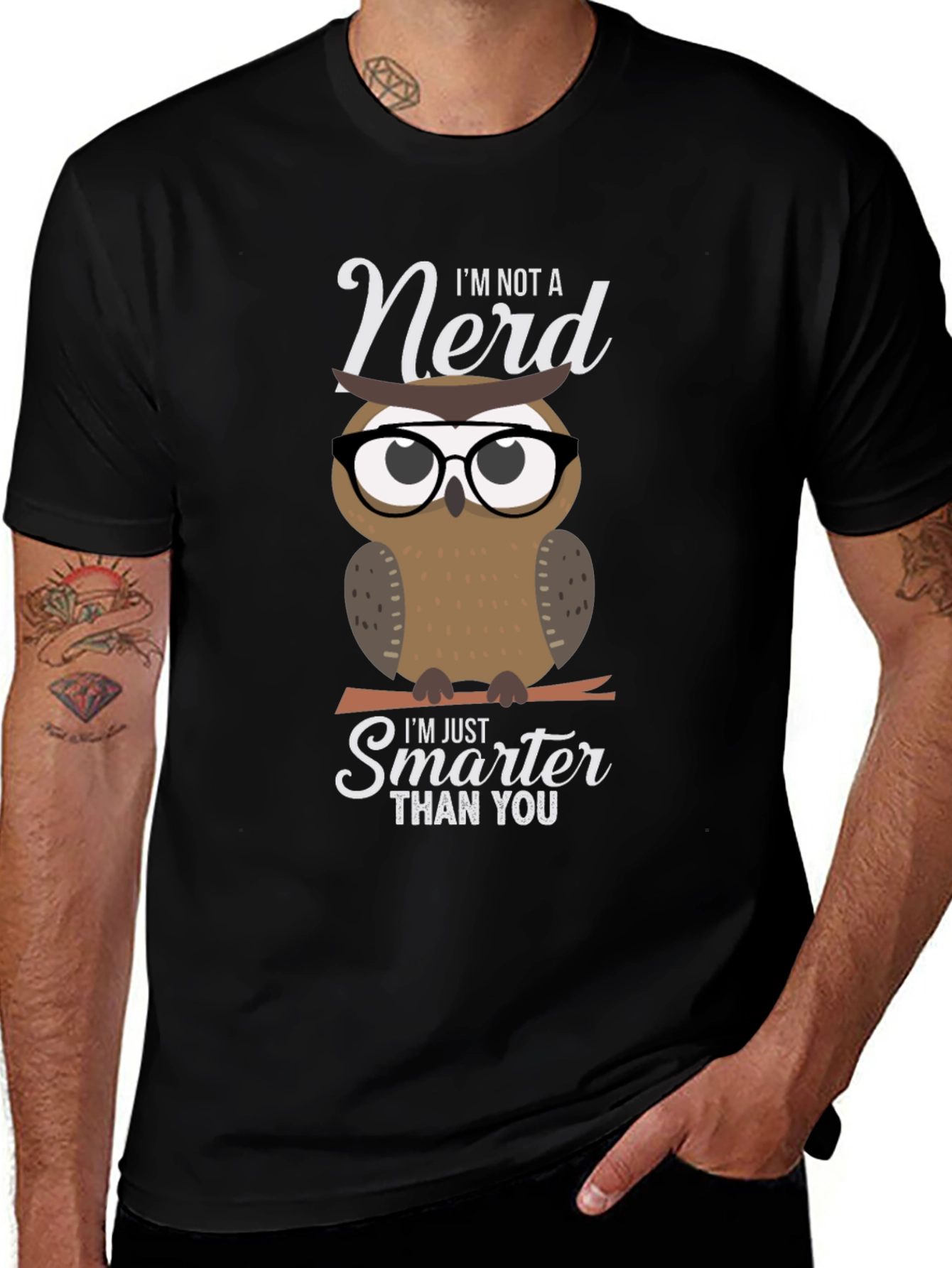 Smart Owl Graphic T-Shirt - Nerd Humor Tee