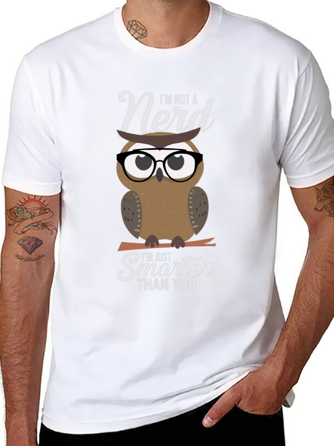 Smart Owl Graphic T-Shirt - Nerd Humor Tee