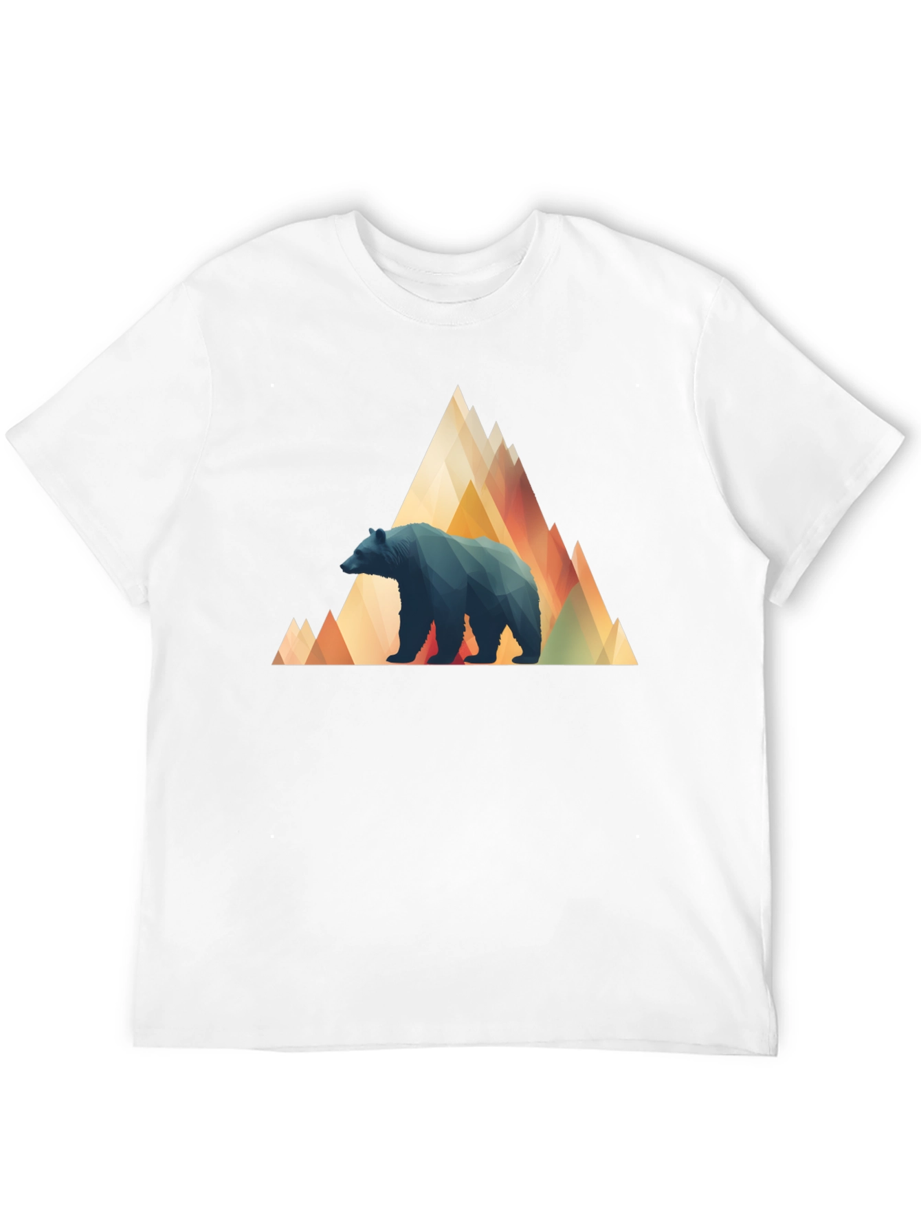 Geometric Bear Mountain Tee - Stylish Black T-Shirt