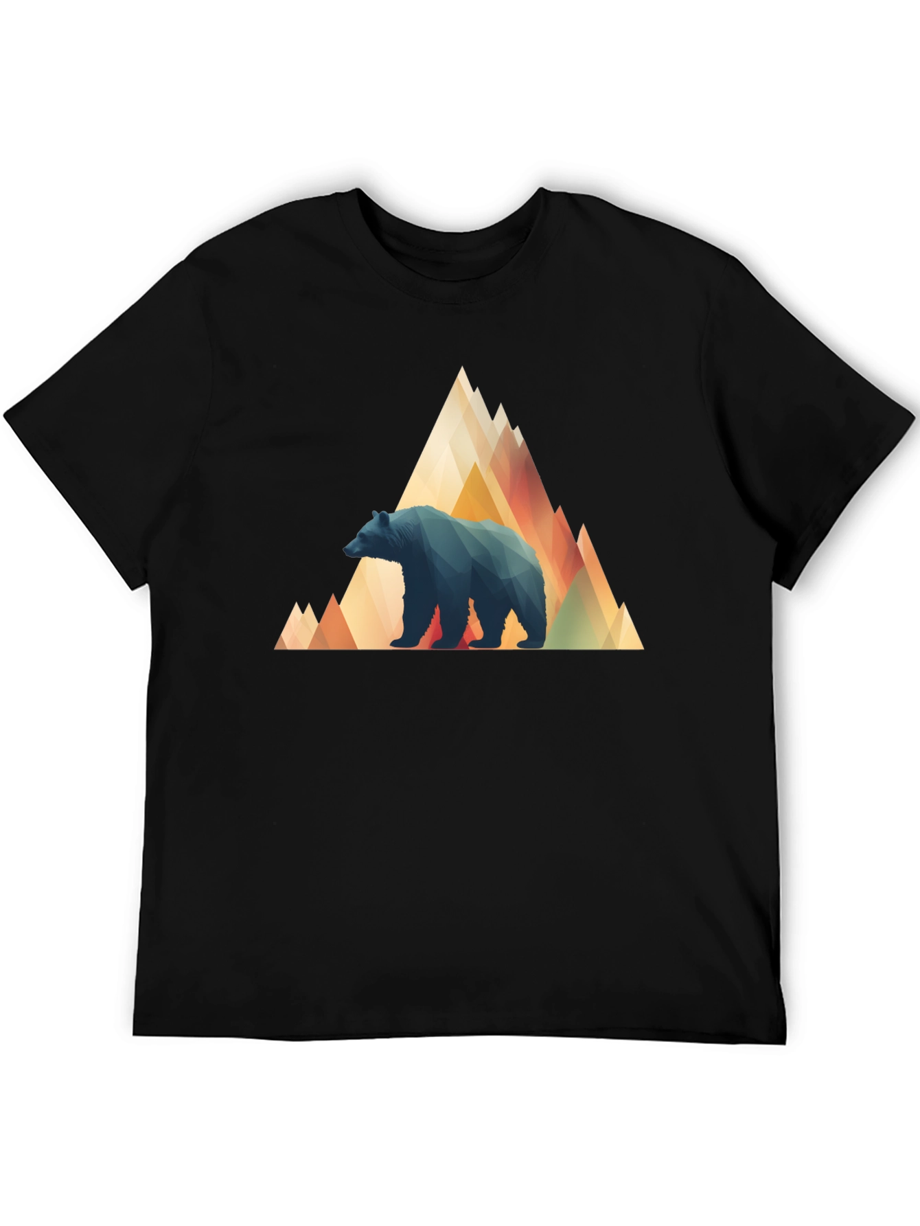 Geometric Bear Mountain Tee - Stylish Black T-Shirt