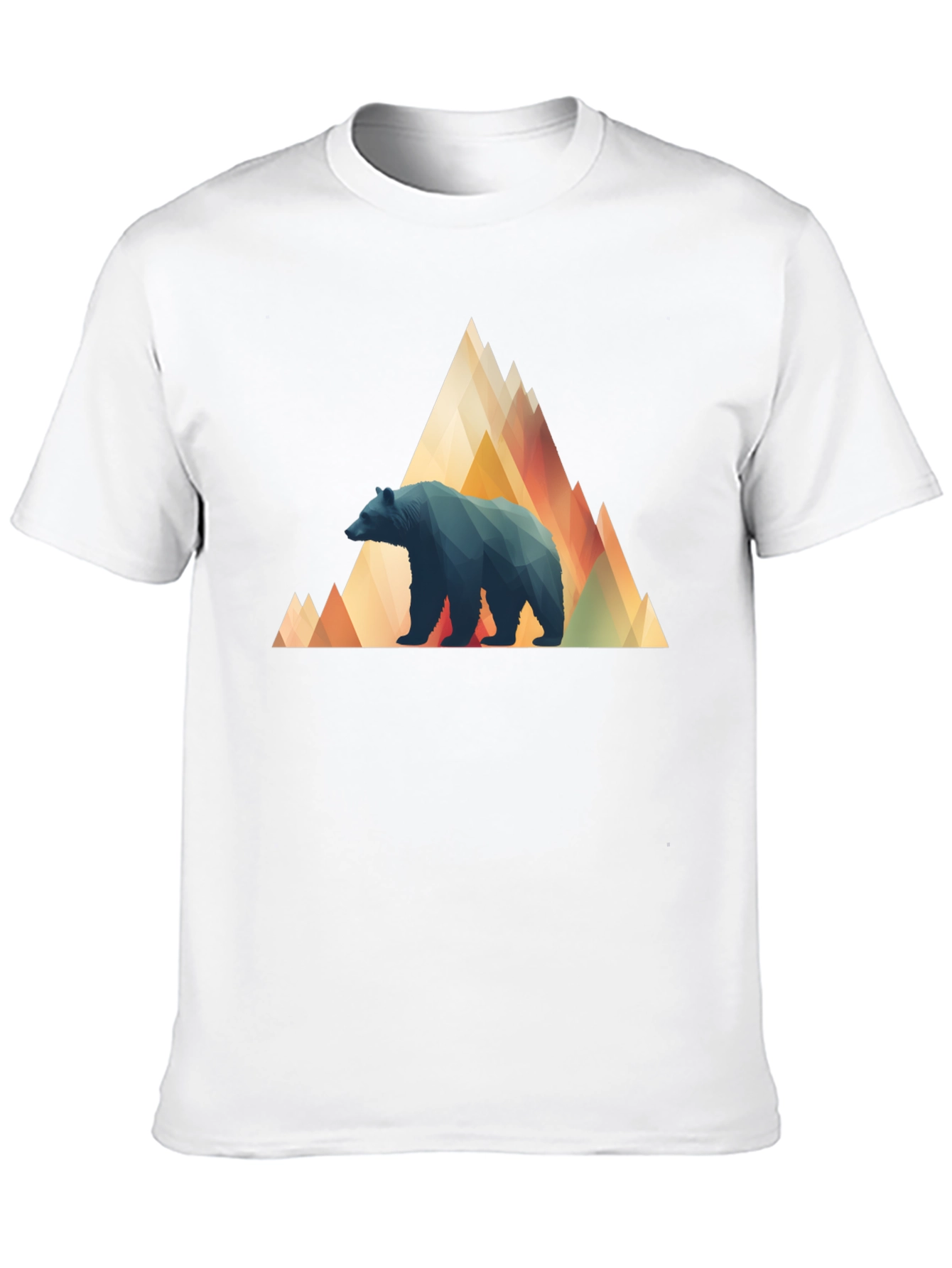 Geometric Bear Mountain Tee - Stylish Black T-Shirt