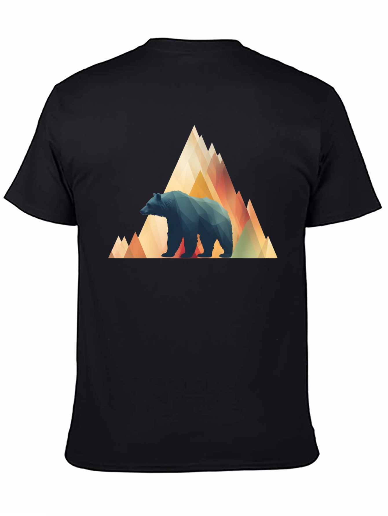 Geometric Bear Mountain Tee - Stylish Black T-Shirt