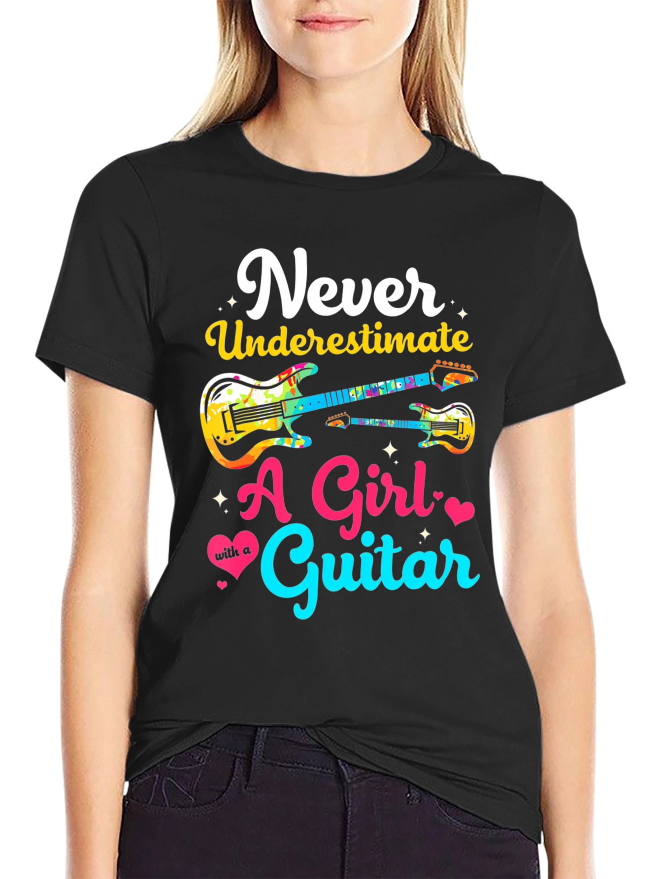 Never Underestimate Guitar Girl T-Shirt