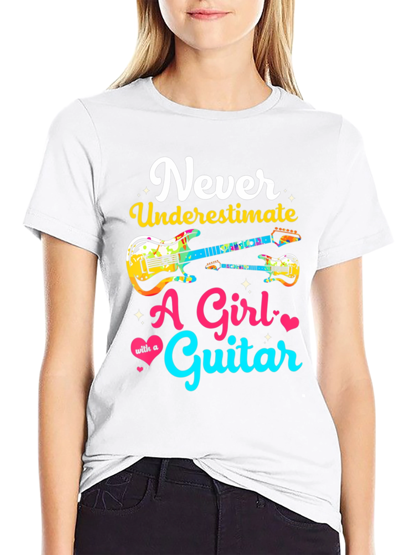 Never Underestimate Guitar Girl T-Shirt