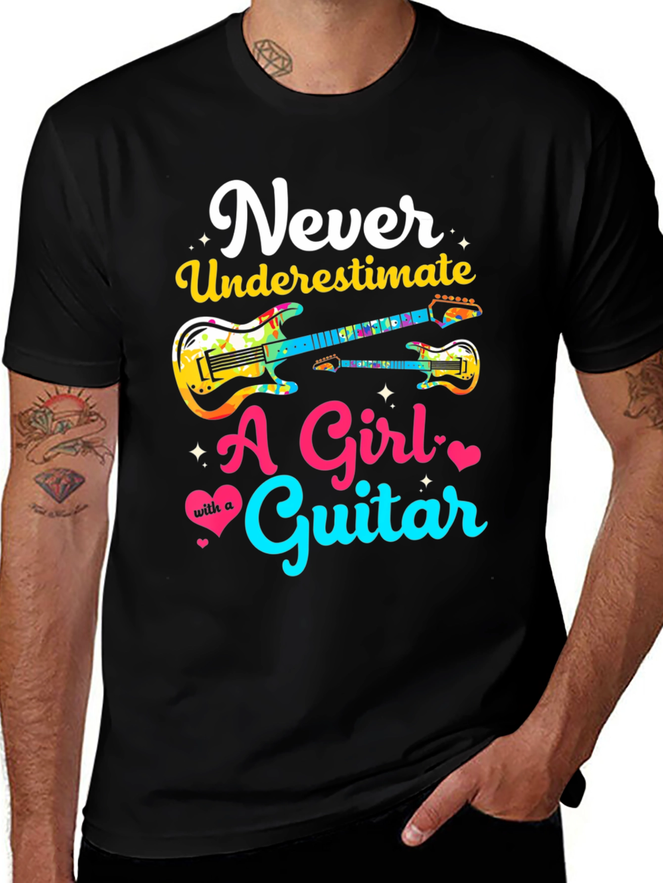 Never Underestimate Guitar Girl T-Shirt