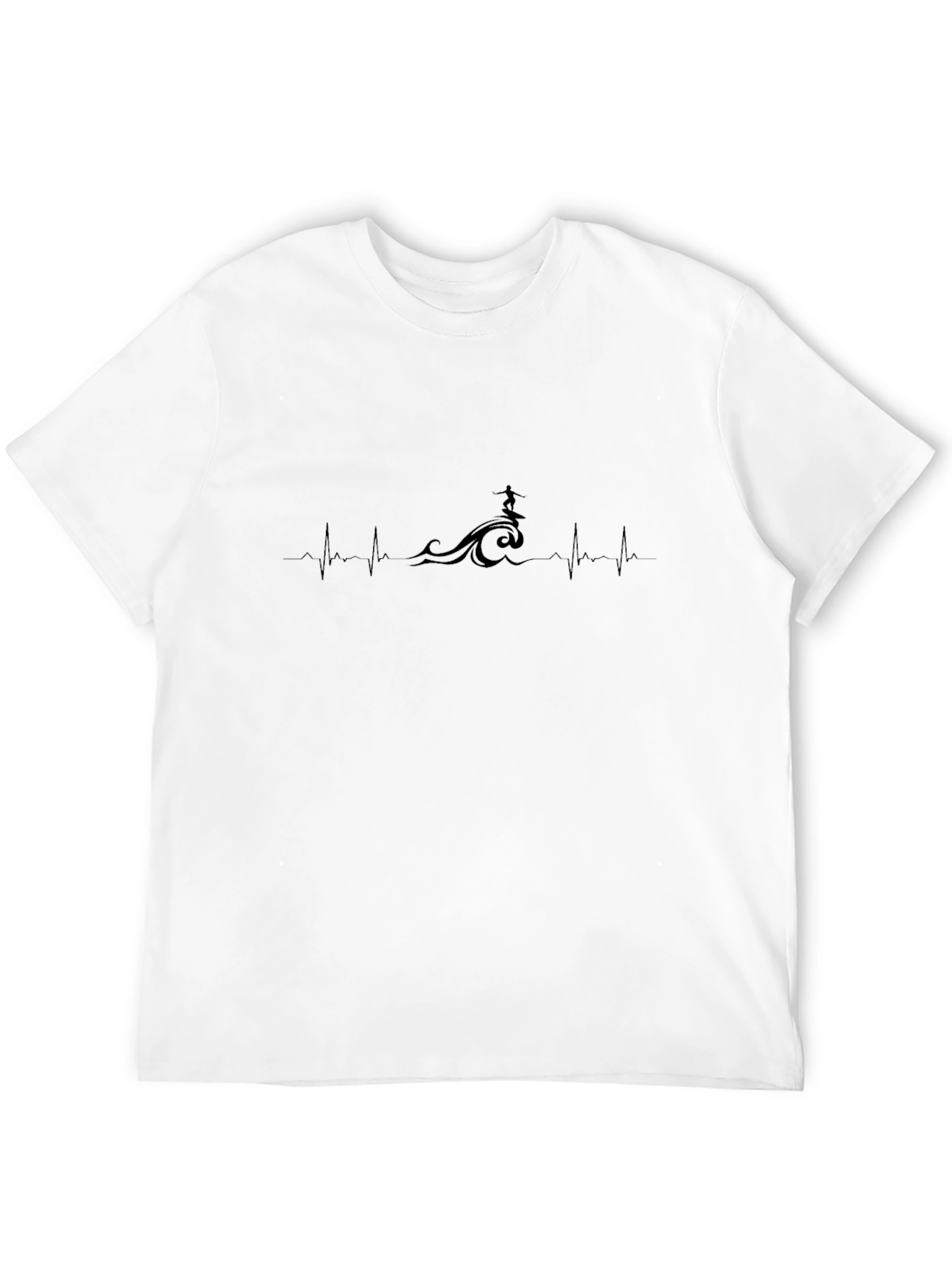 Surfing Heartbeat T-Shirt - Black Graphic Tee