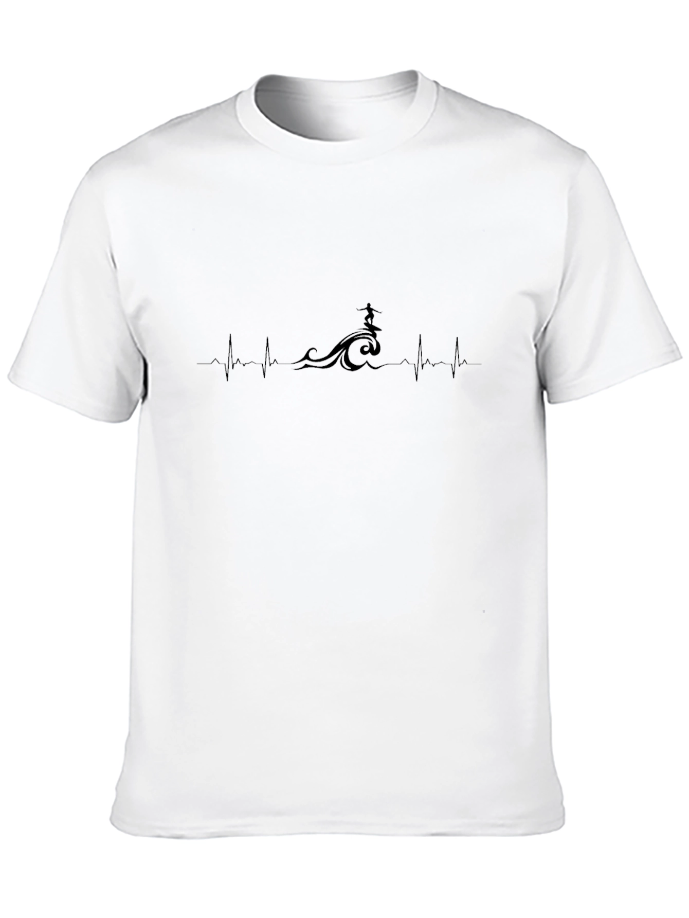 Surfing Heartbeat T-Shirt - Black Graphic Tee