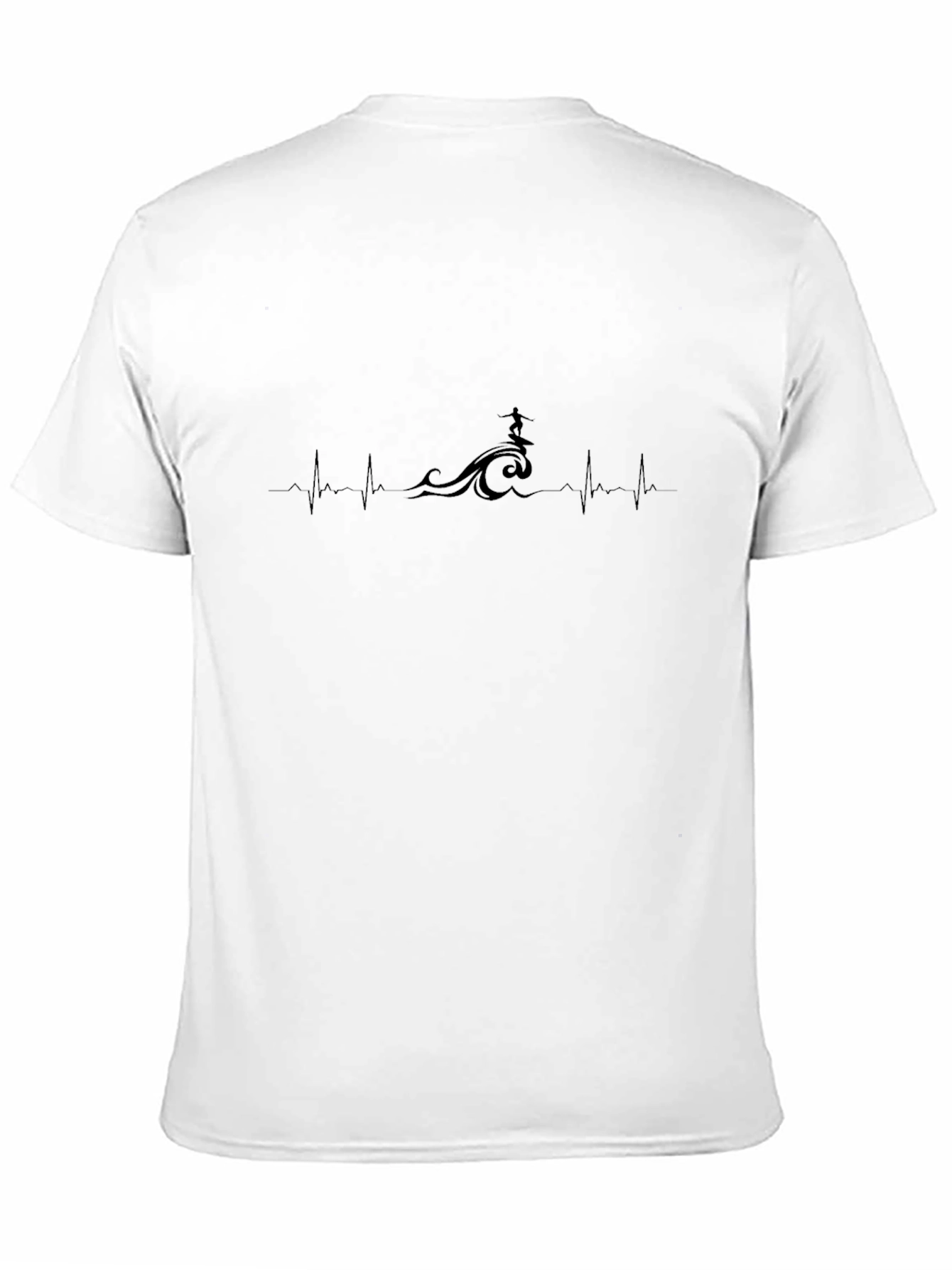 Surfing Heartbeat T-Shirt - Black Graphic Tee