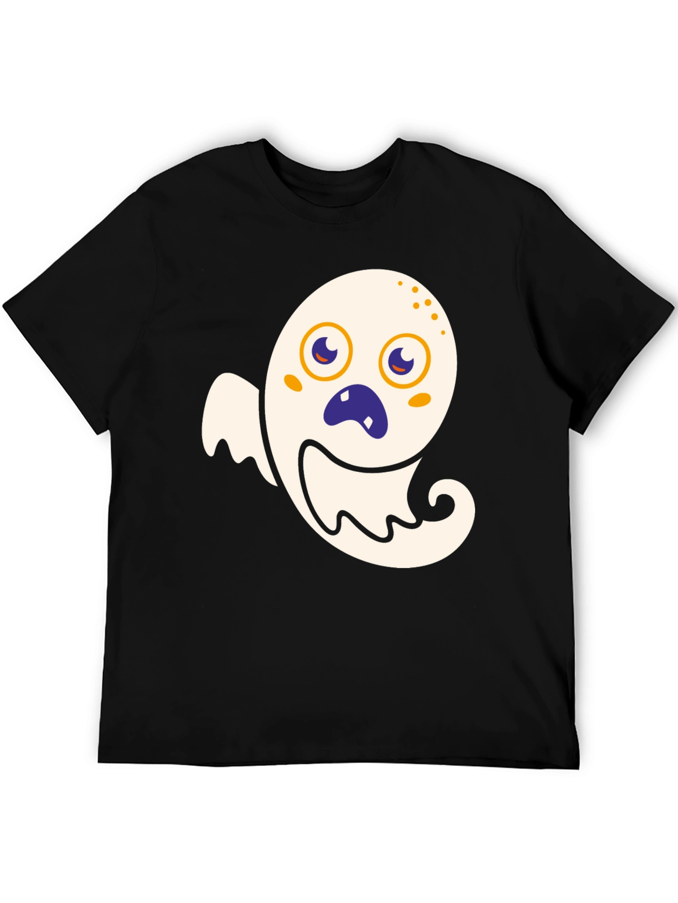 Spooky Cute Ghost Graphic Tee - Halloween Black T-Shirt