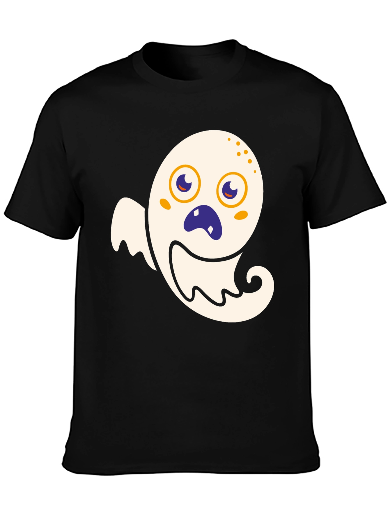Spooky Cute Ghost Graphic Tee - Halloween Black T-Shirt