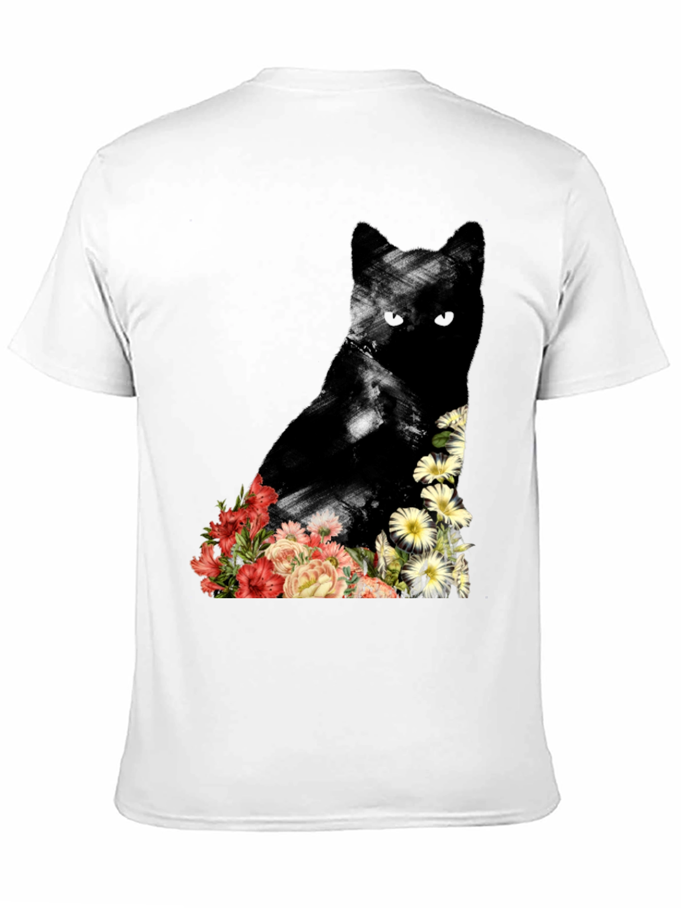 Floral Cat Graphic Tee - Unique Design