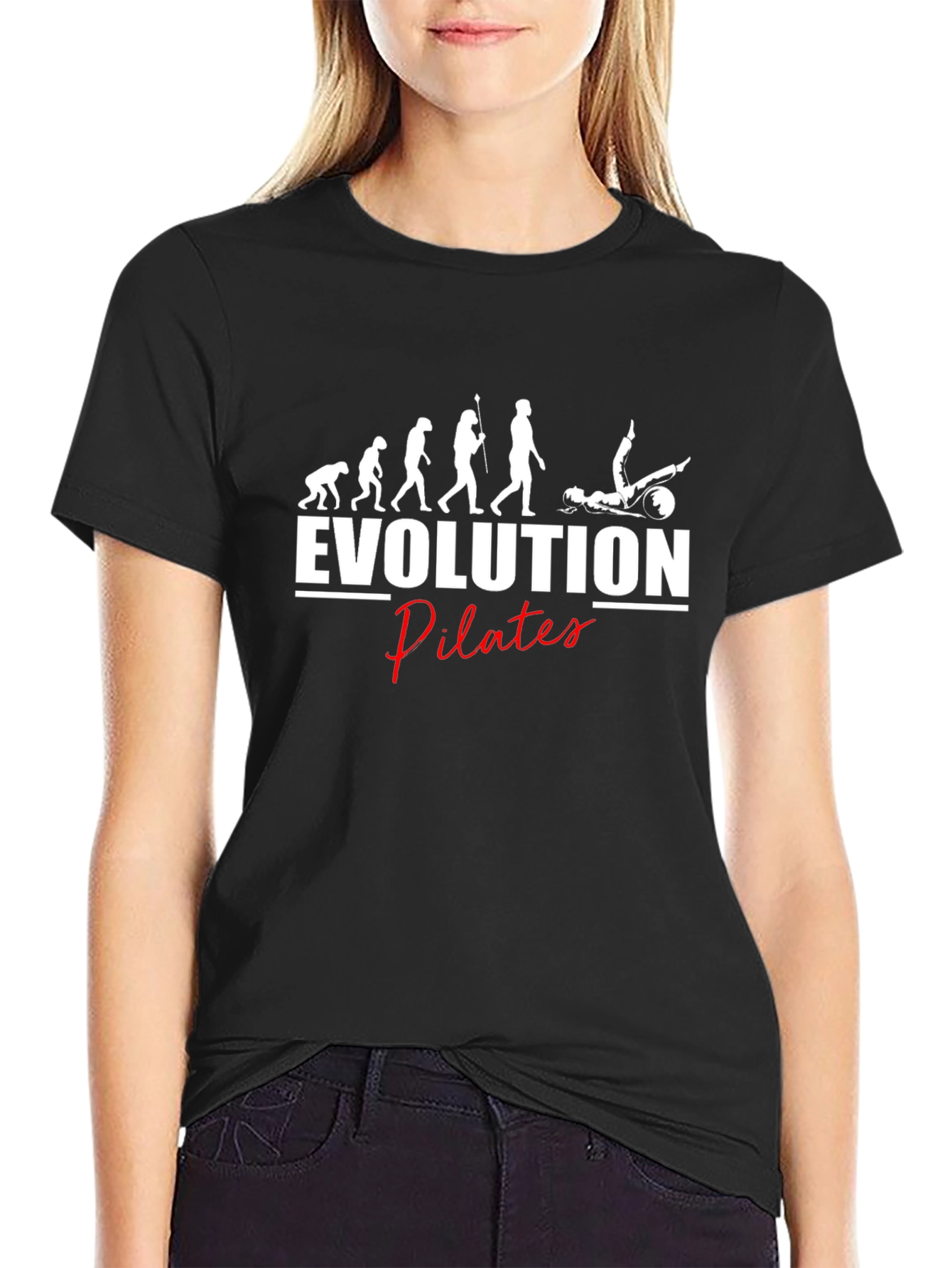 Evolution Pilates Graphic Tee - Black Cotton T-Shirt