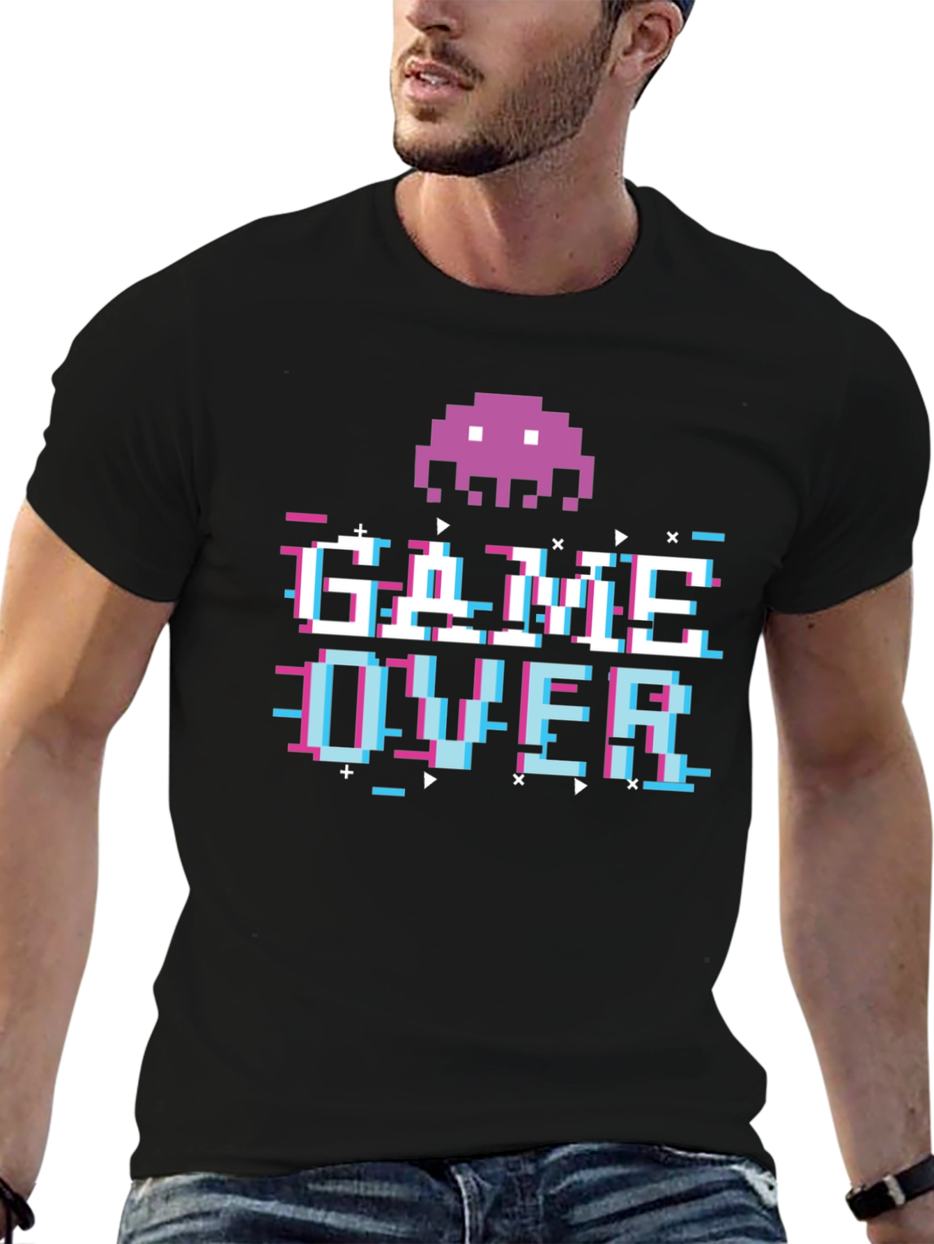 Pixelated Game Over Black T-Shirt