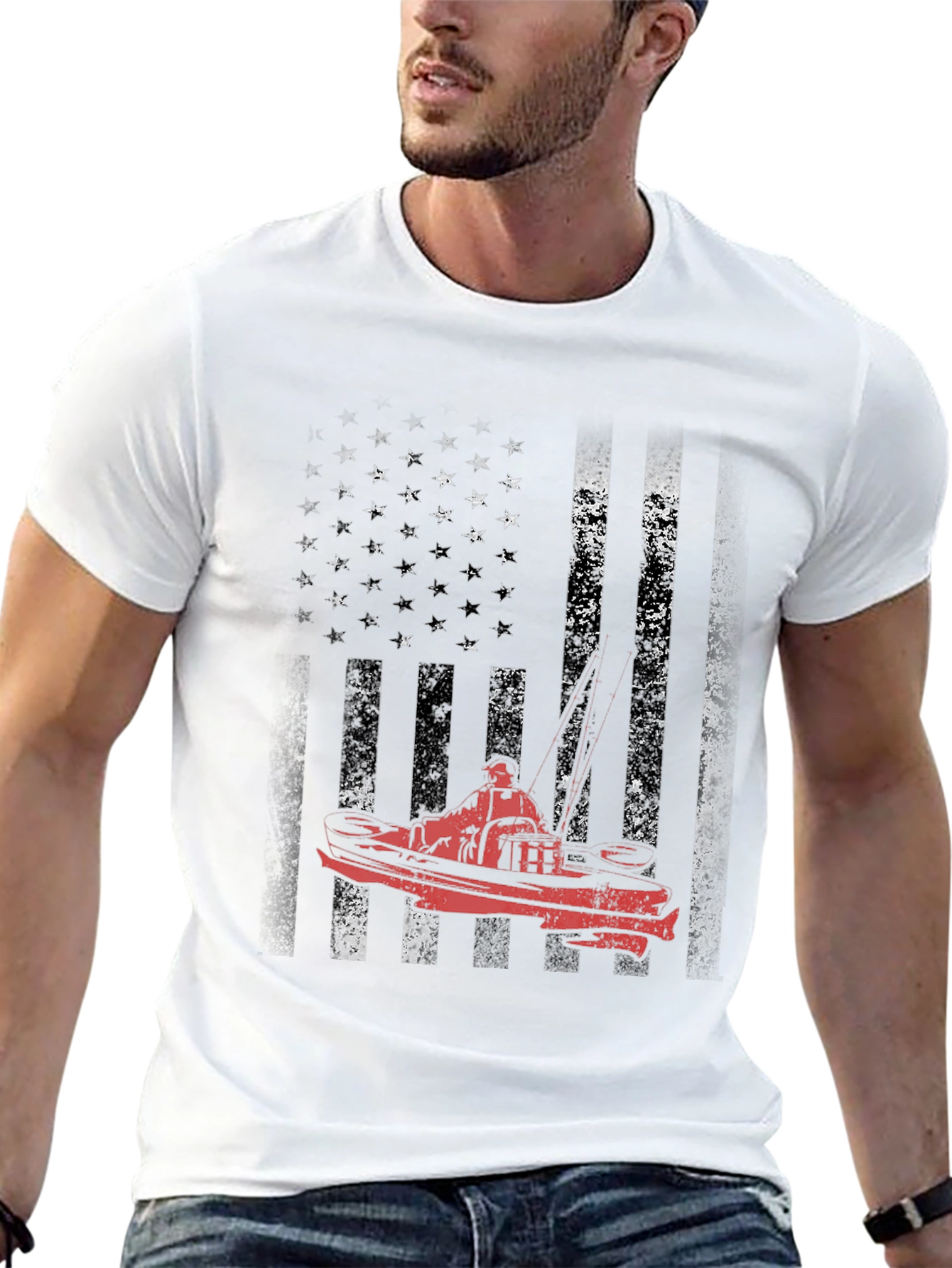 American Flag Boat Graphic Tee - Black