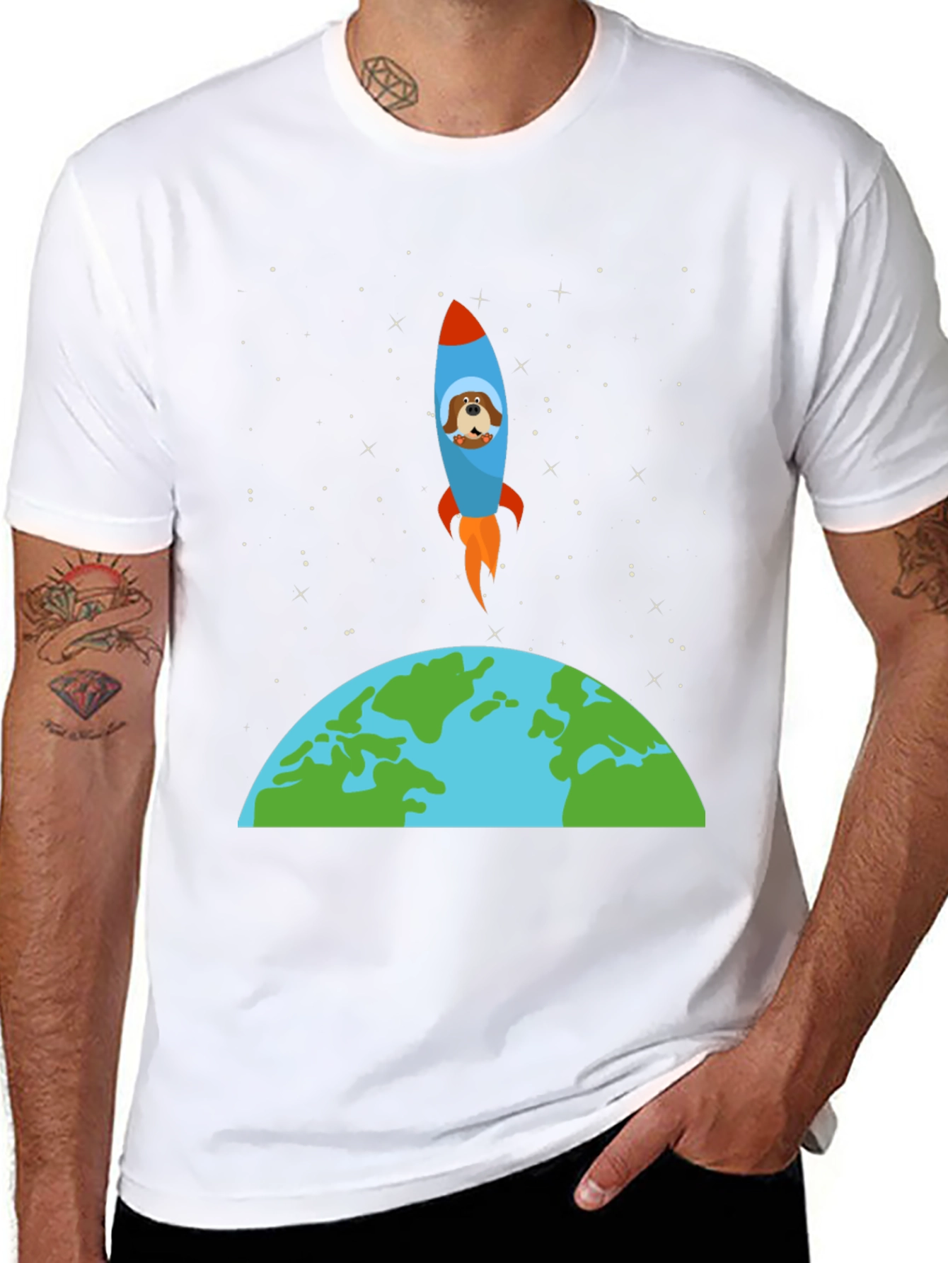 Dog in Space Rocket T-Shirt