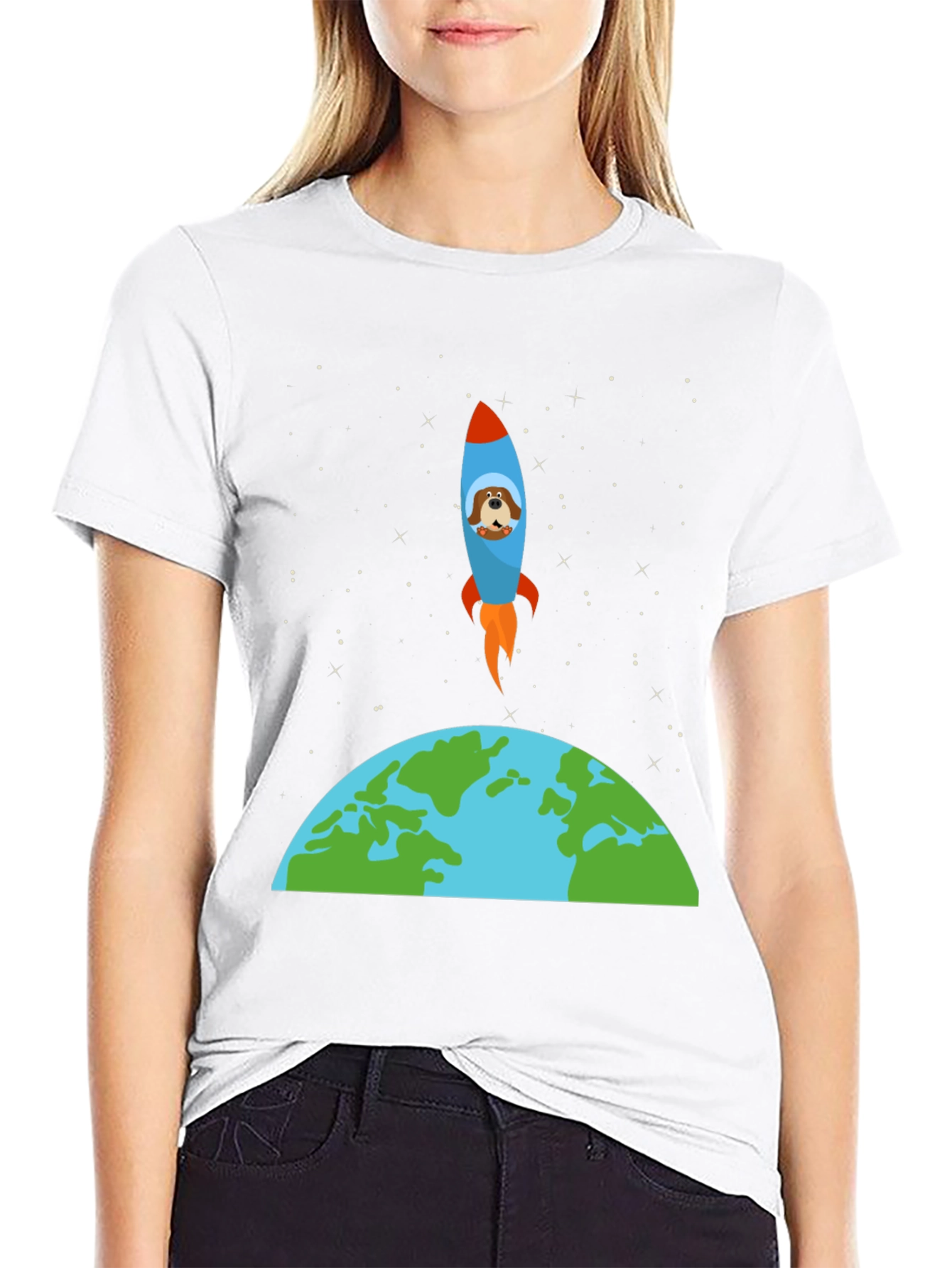 Dog in Space Rocket T-Shirt