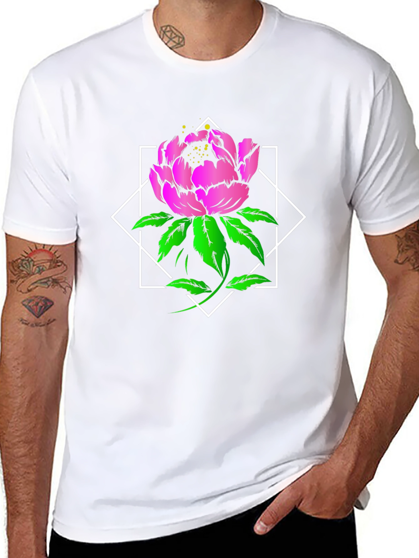 Floral Diamond Graphic Tee - Bold & Stylish