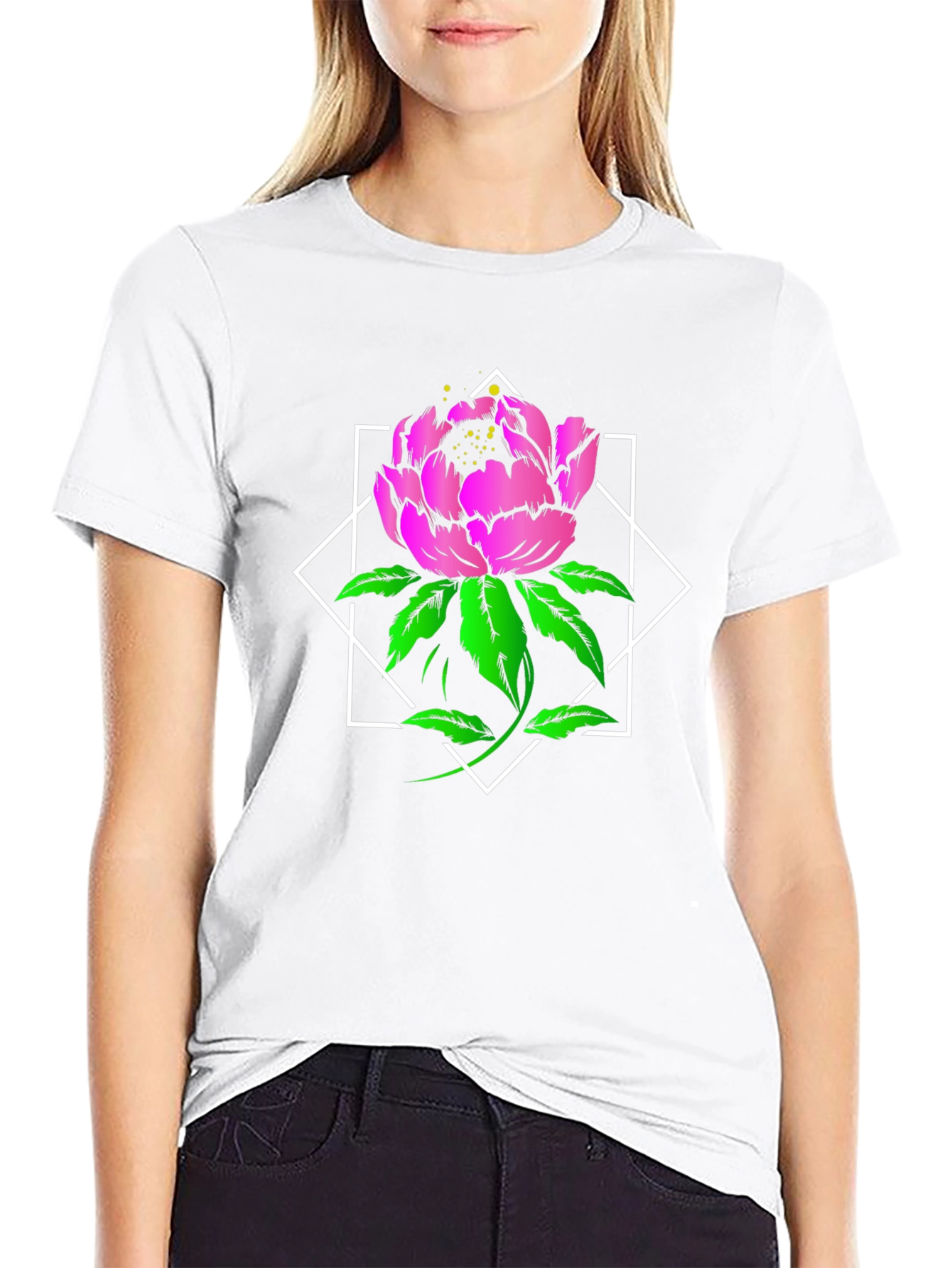 Floral Diamond Graphic Tee - Bold & Stylish