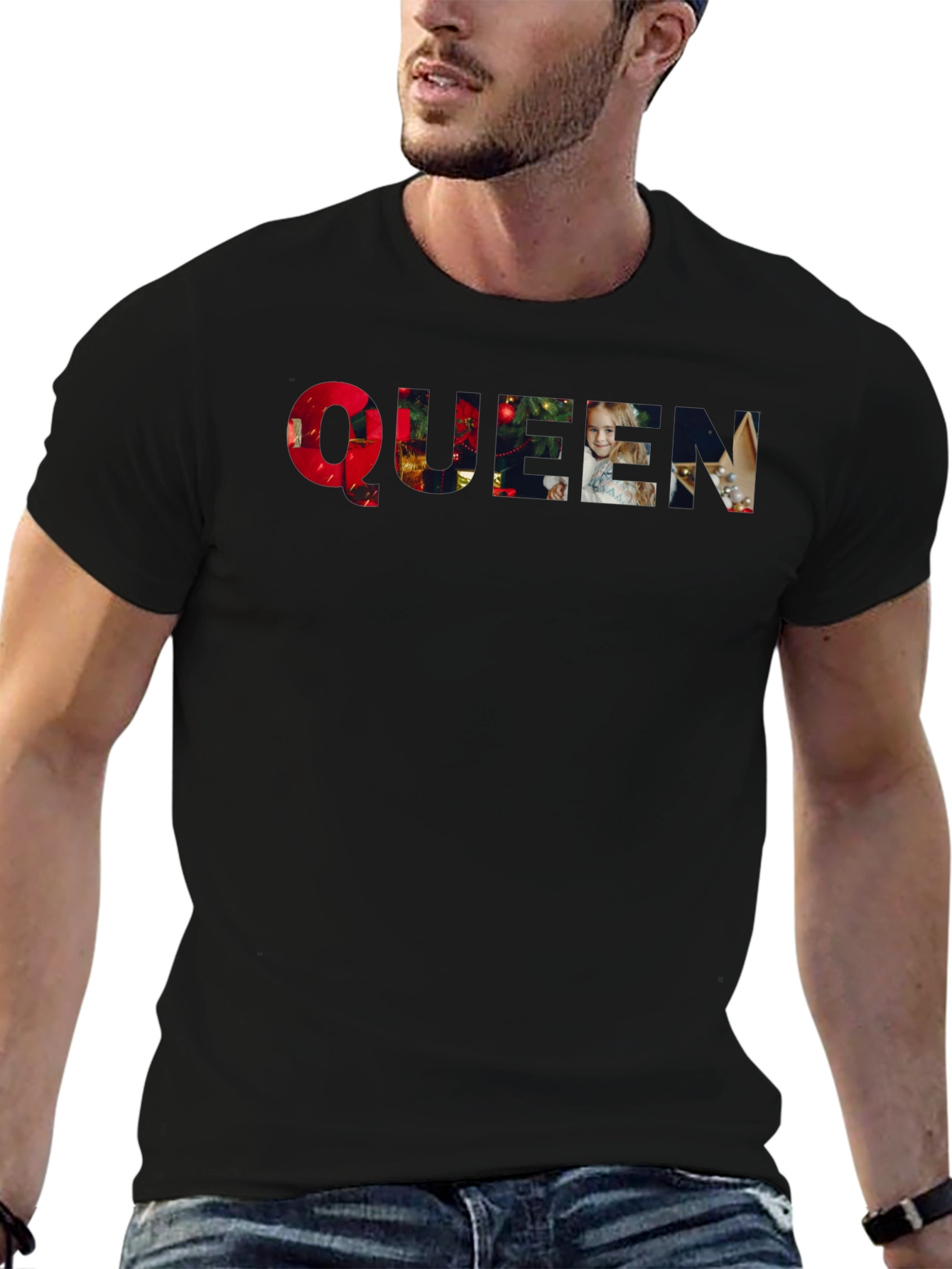 Queen Christmas Holiday Black T-Shirt