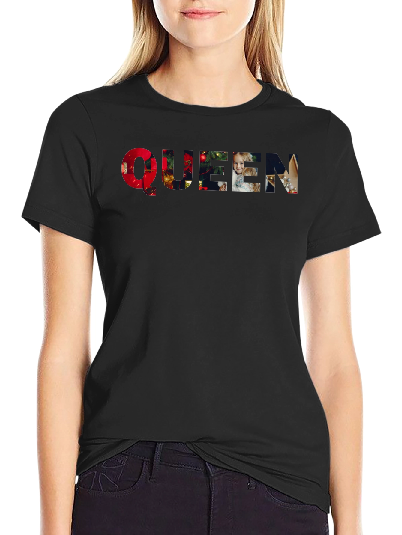 Queen Christmas Holiday Black T-Shirt