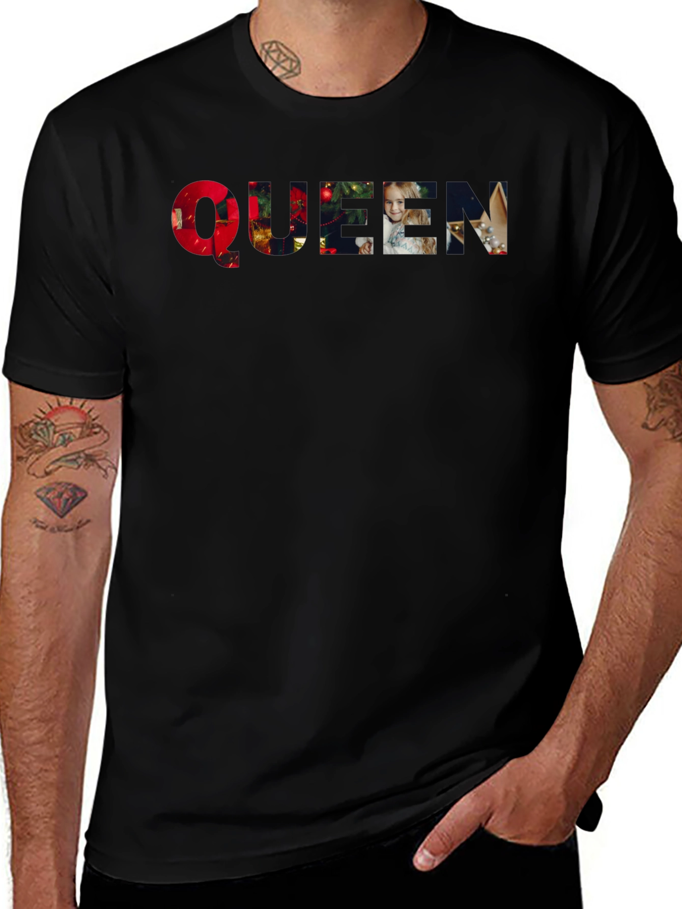 Queen Christmas Holiday Black T-Shirt