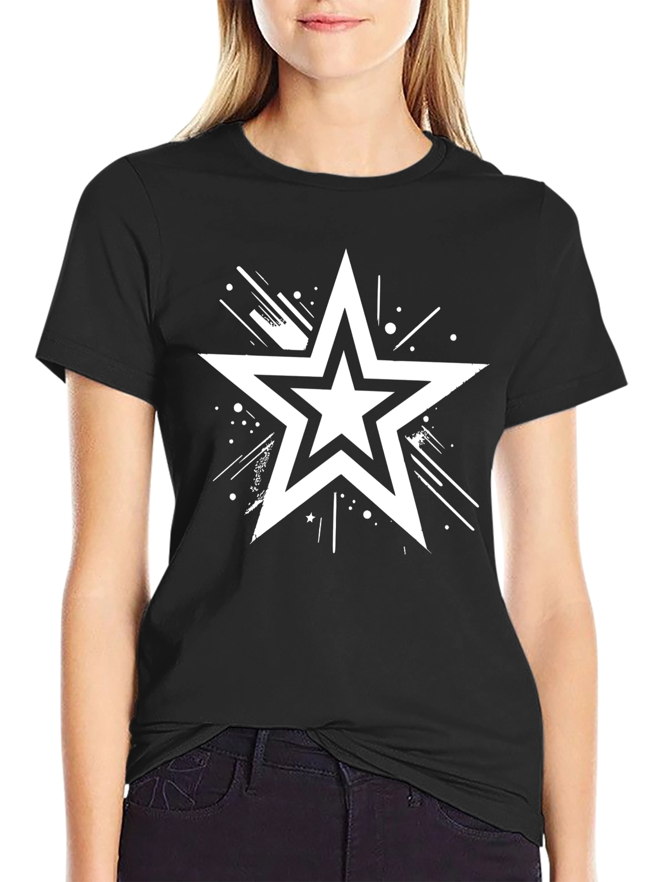 Stylish Black Star Graphic Tee for Men