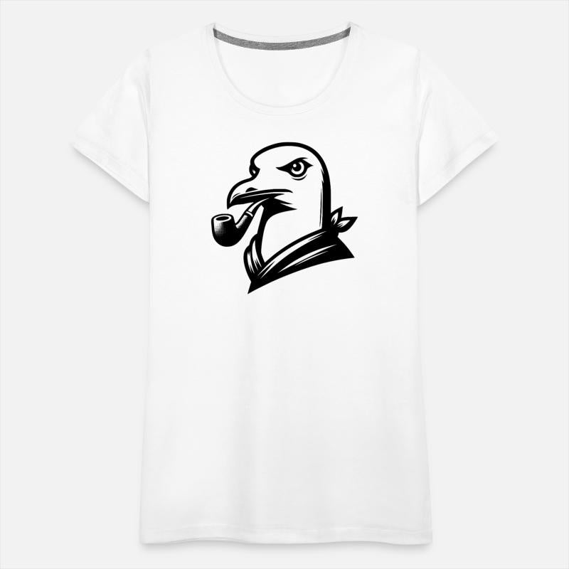 Seagull With Pipe In Cartoon Style