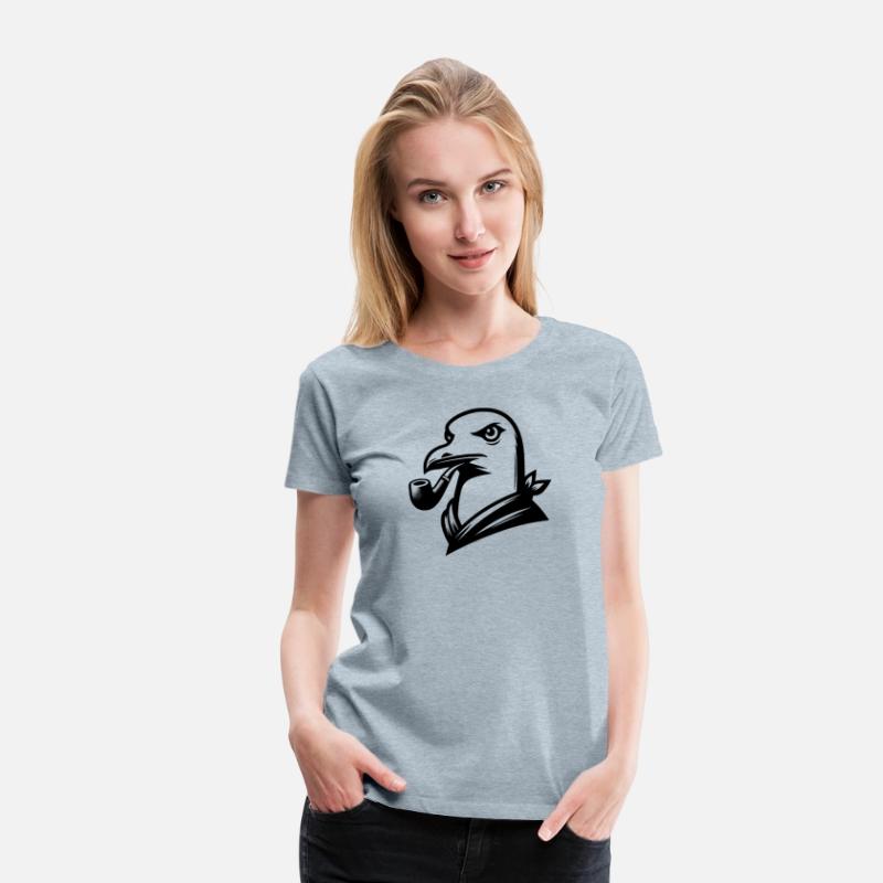 Seagull With Pipe In Cartoon Style