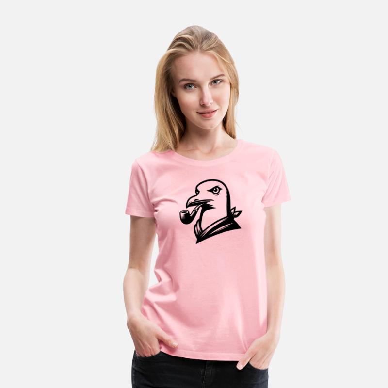 Seagull With Pipe In Cartoon Style