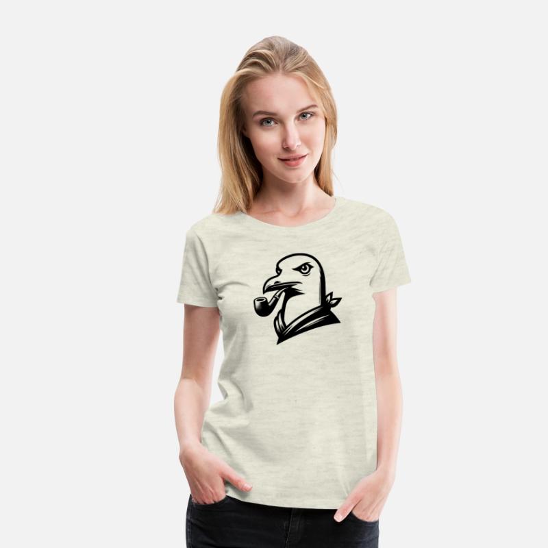 Seagull With Pipe In Cartoon Style