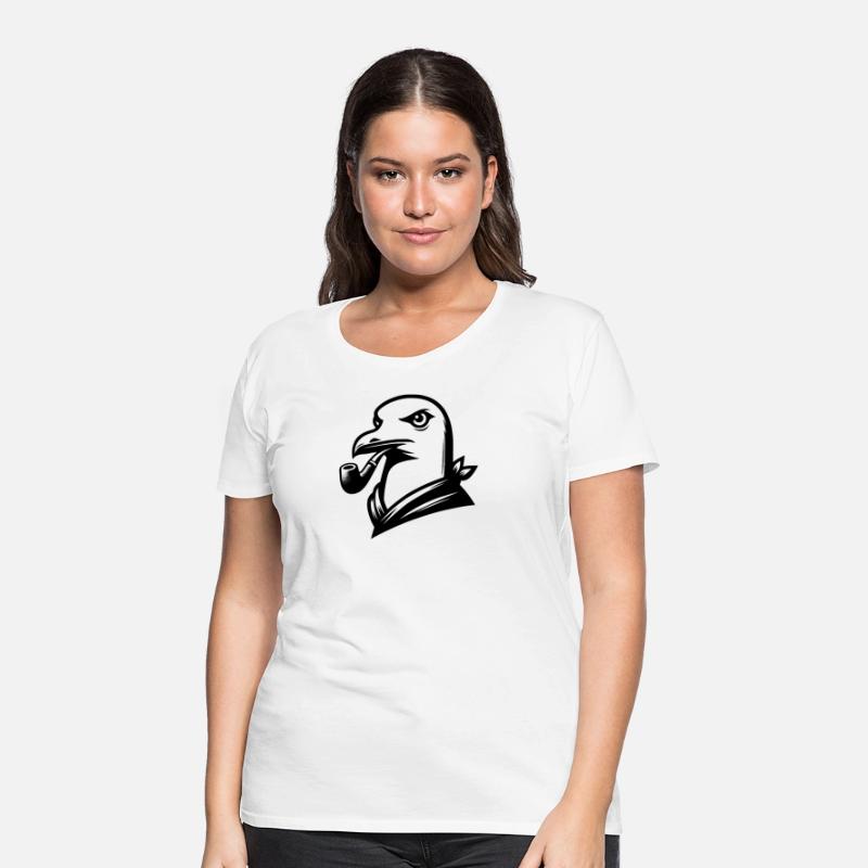 Seagull With Pipe In Cartoon Style