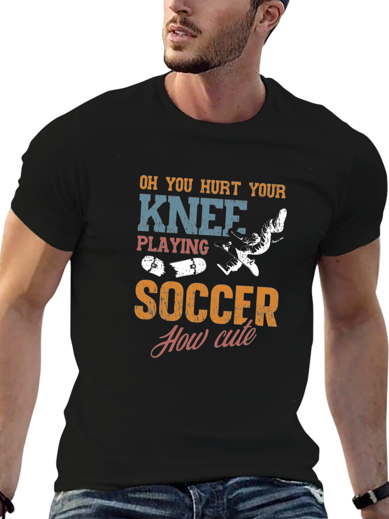 Funny Hurt Knee Soccer Graphic Tee