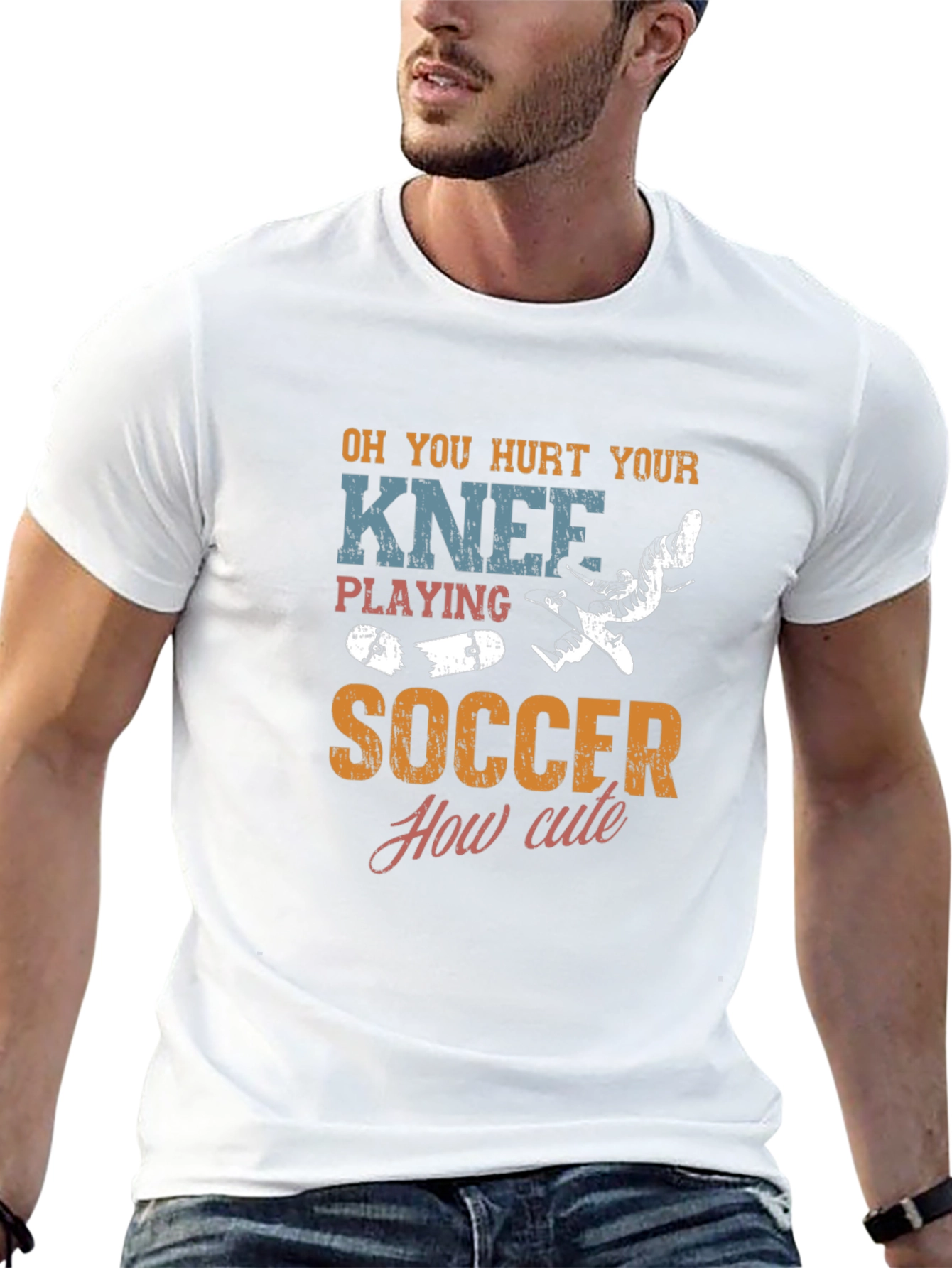 Funny Hurt Knee Soccer Graphic Tee