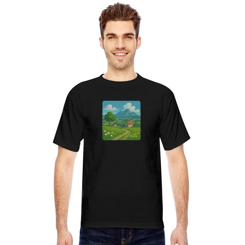 Serene Mountain Village Landscape